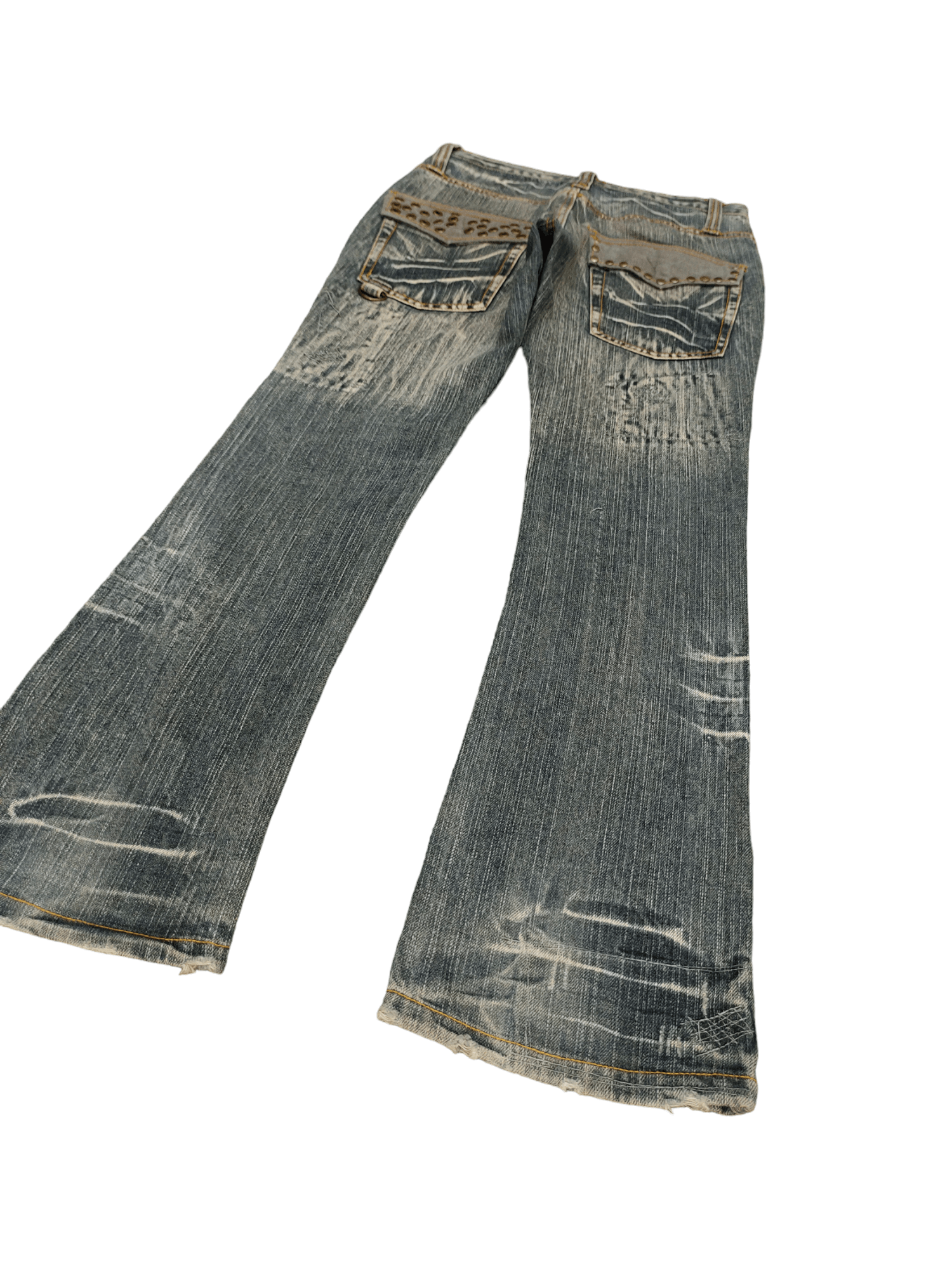 If Six Was Nine Flare Jeans FS Studded Distress Faded Boot Cut Y2k Mudmax Size US 30 / EU 46 - 12 Thumbnail