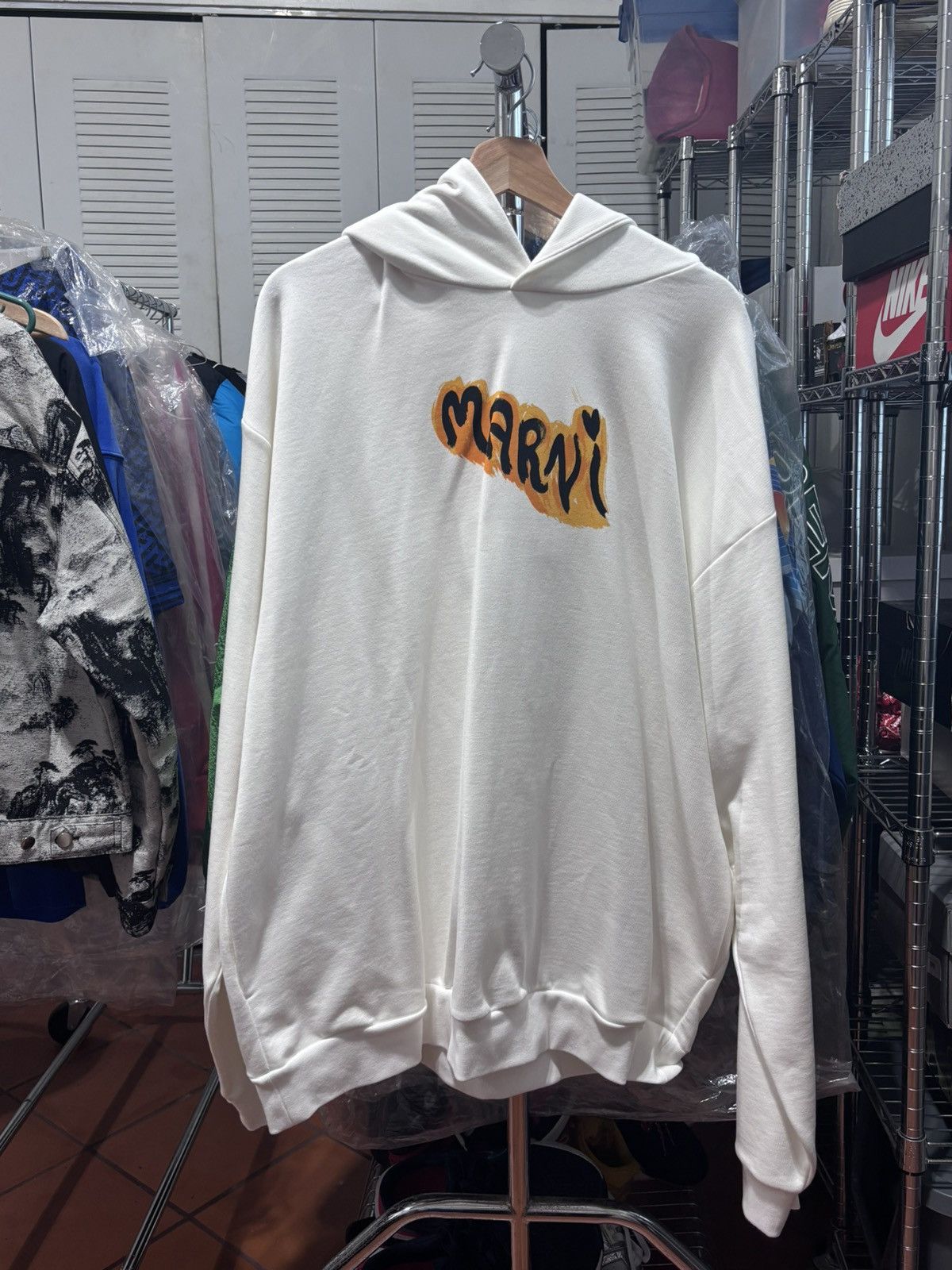 Marni MARNI GRAFFITI LOGO LOOPBACK ORGANIC COTTON HOODIE Size US XL / EU 56 / 4 - 1 Thumbnail