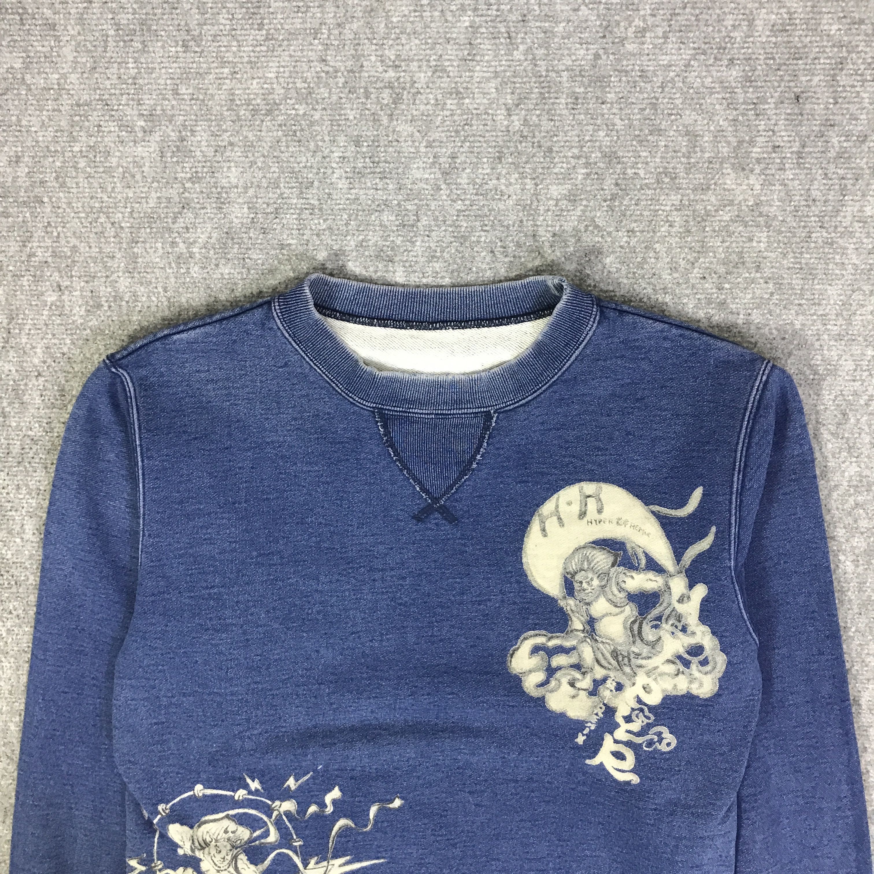 Japanese Brand JAPAN INDIGO HYPER REMIX RARE DESIGN SWEATSHIRT K87B8 Size US M / EU 48-50 / 2 - 2 Thumbnail