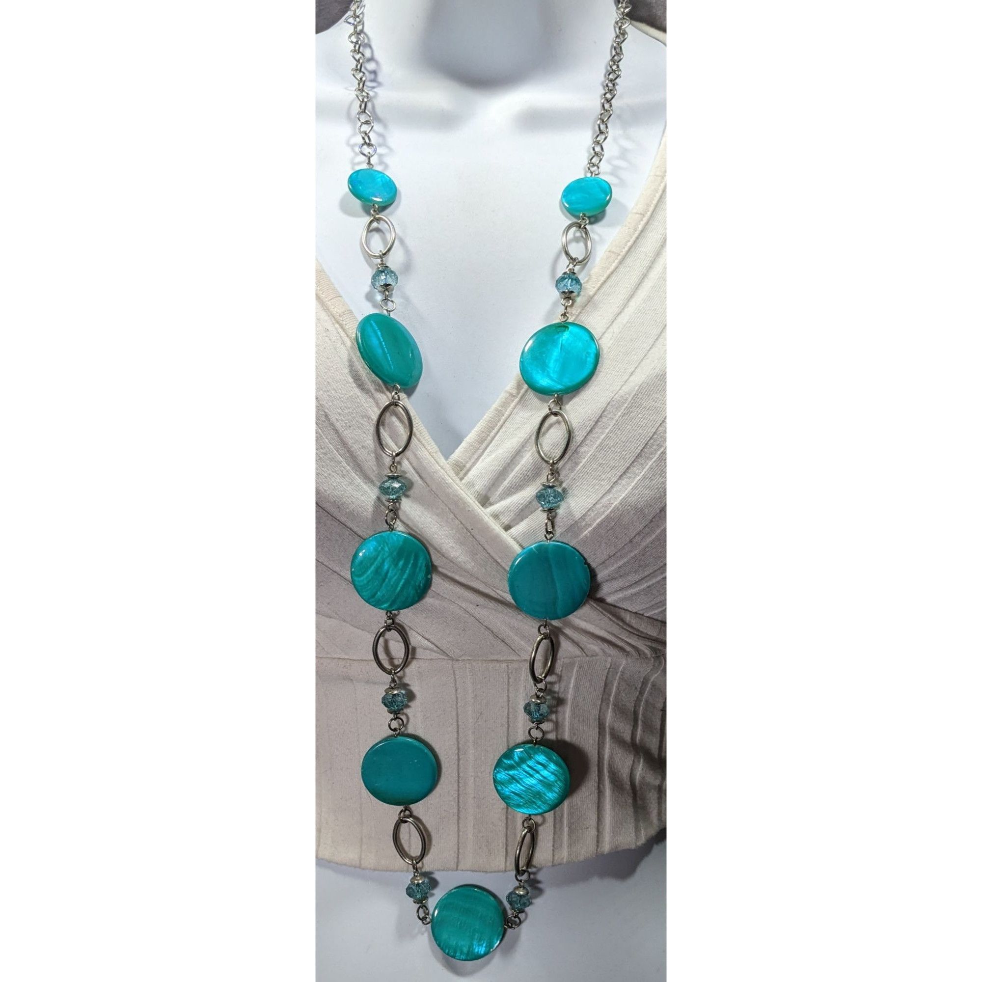 Other Retro Mermaidcore Blue Shell And Glass Station Necklace Size ONE SIZE - 5 Thumbnail
