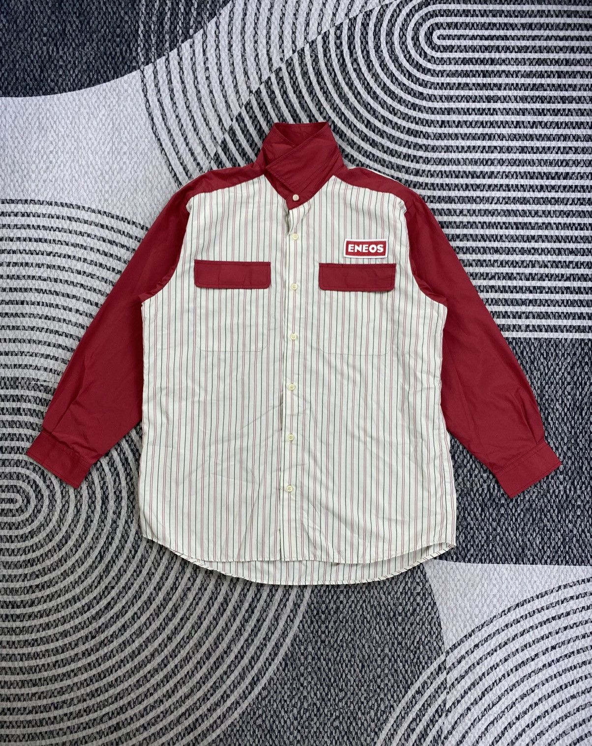 Japanese Brand Vintage Eneos Racing Striped Button Up Shirt Size US L / EU 52-54 / 3 - 5 Thumbnail