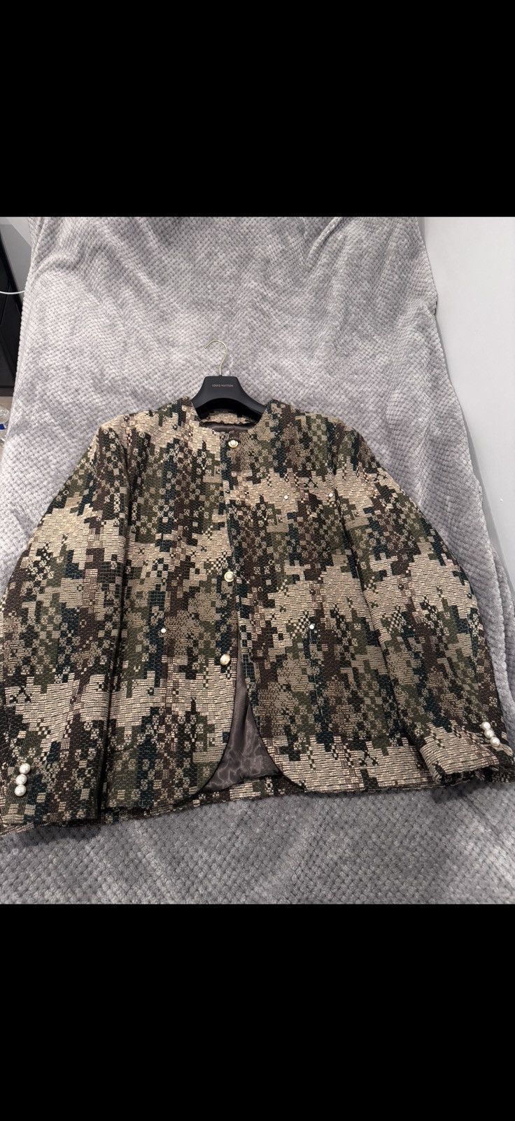 Louis Vuitton Chic Collarless Cashmere Blend Damier Tweed jacket Size US XXL / EU 58 / 5 - 3 Thumbnail