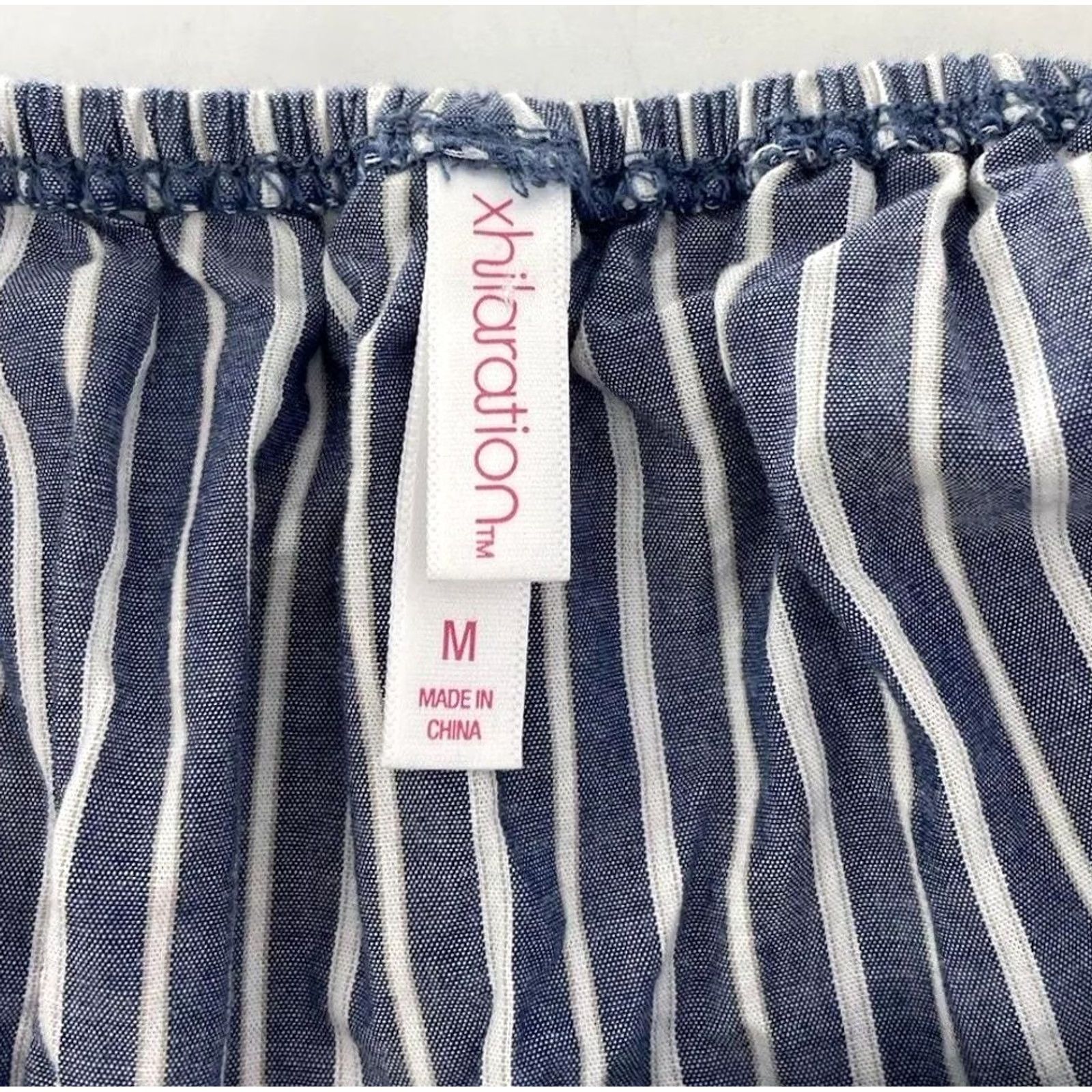 Vintage Xhilaration Blue & White Striped Off Shoulder 100% Cotton Blouse M Women Size M / US 6-8 / IT 42-44 - 6 Thumbnail