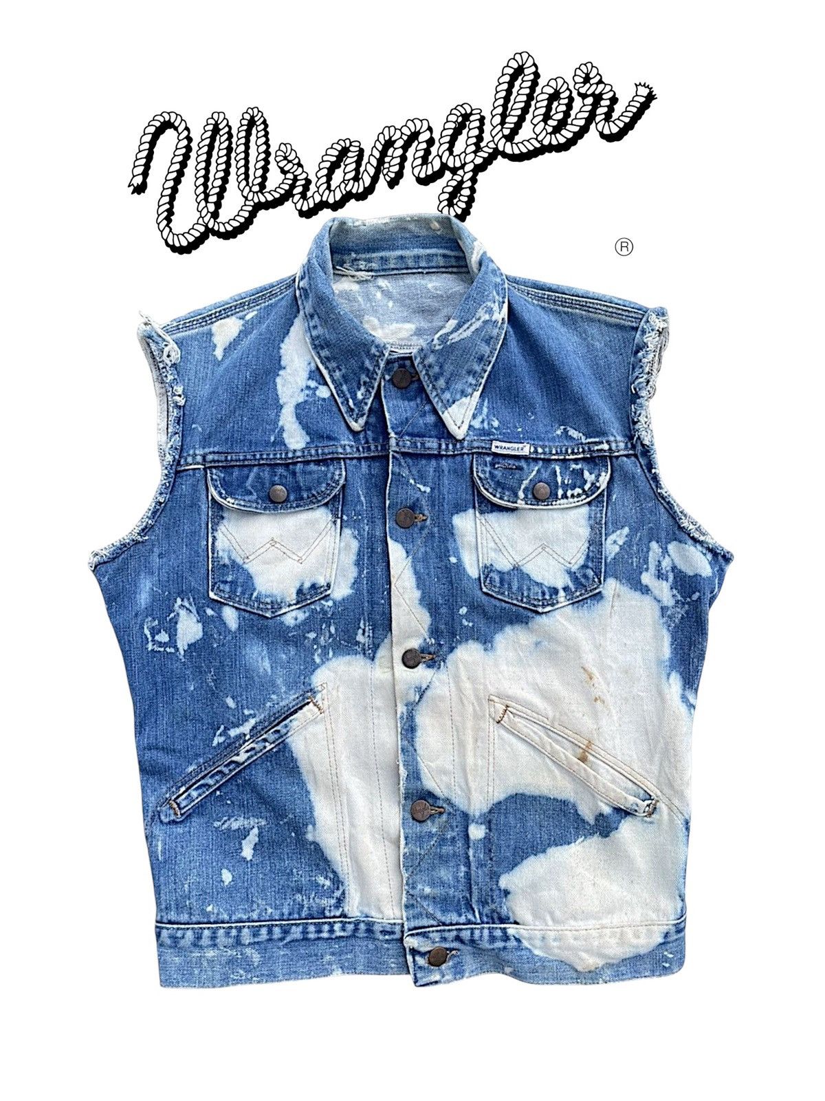 Vintage × Wrangler Wrangler Selvedge 70s/80s Destroy Sleeveless Spalsh Jacket Size US S / EU 44-46 / 1 - 4 Thumbnail