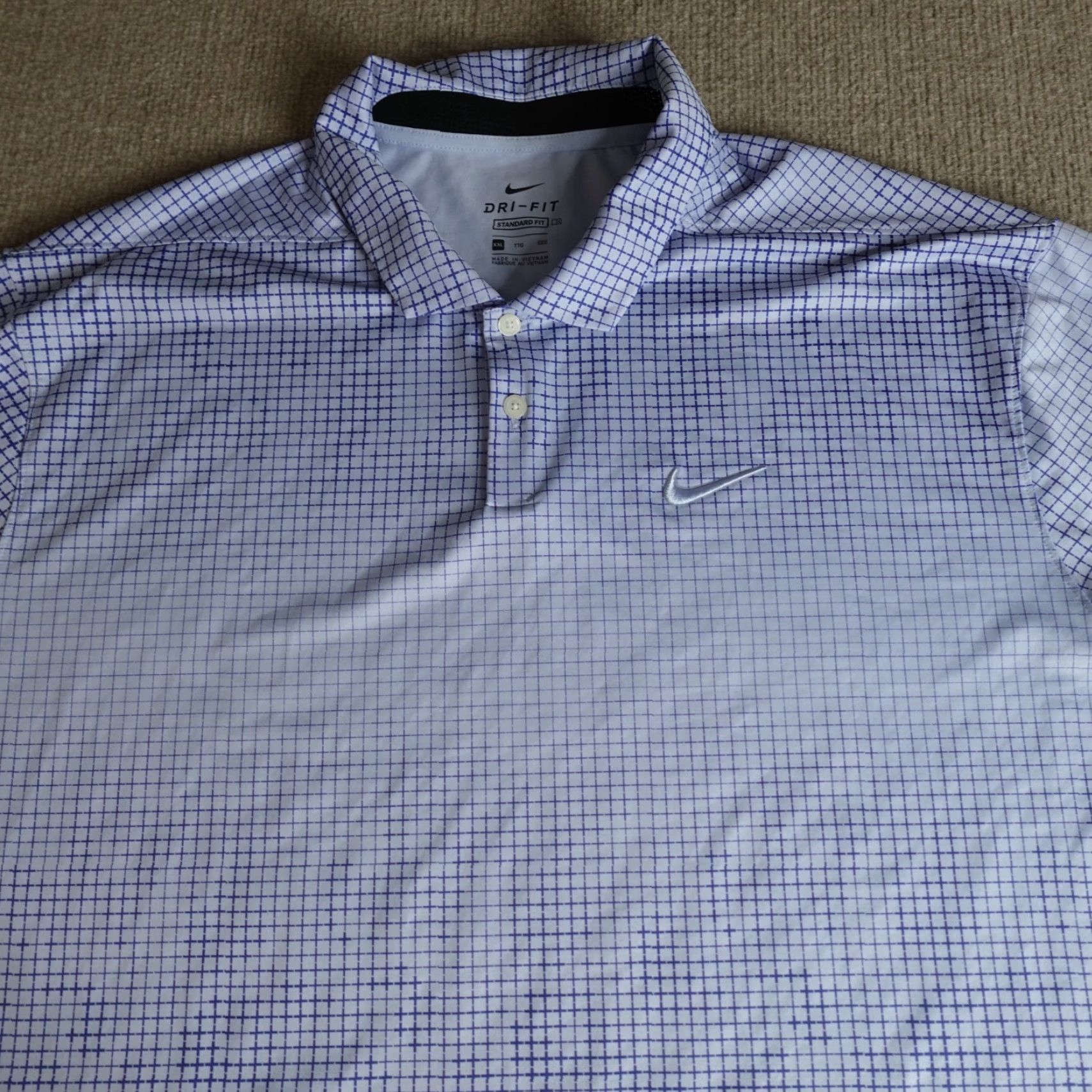 Nike Nike Polo Shirt Golf 2XL Blue Striped Geometric Dri-Fit Nike Golf Men Polo Shirt 2XL Blue Geometric Embroidered Size US XXL / EU 58 / 5 - 2 Thumbnail