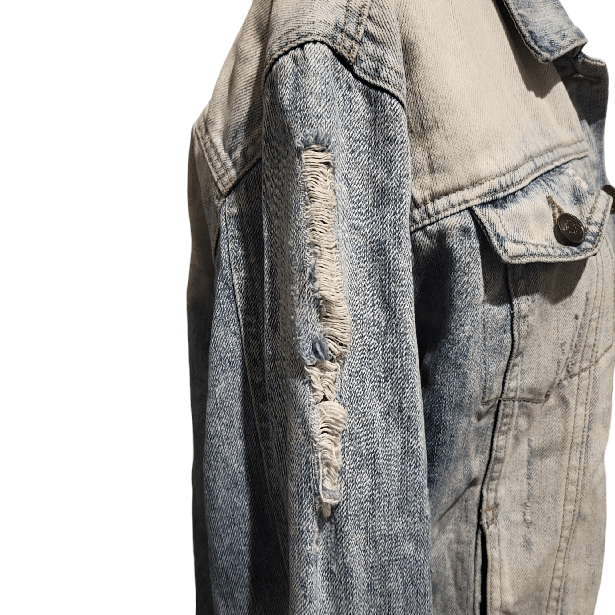 Jessica Simpson Jessica Simpson Distressed Faded Blue Denim Jean Jacket Size M / US 6-8 / IT 42-44 - 10 Thumbnail