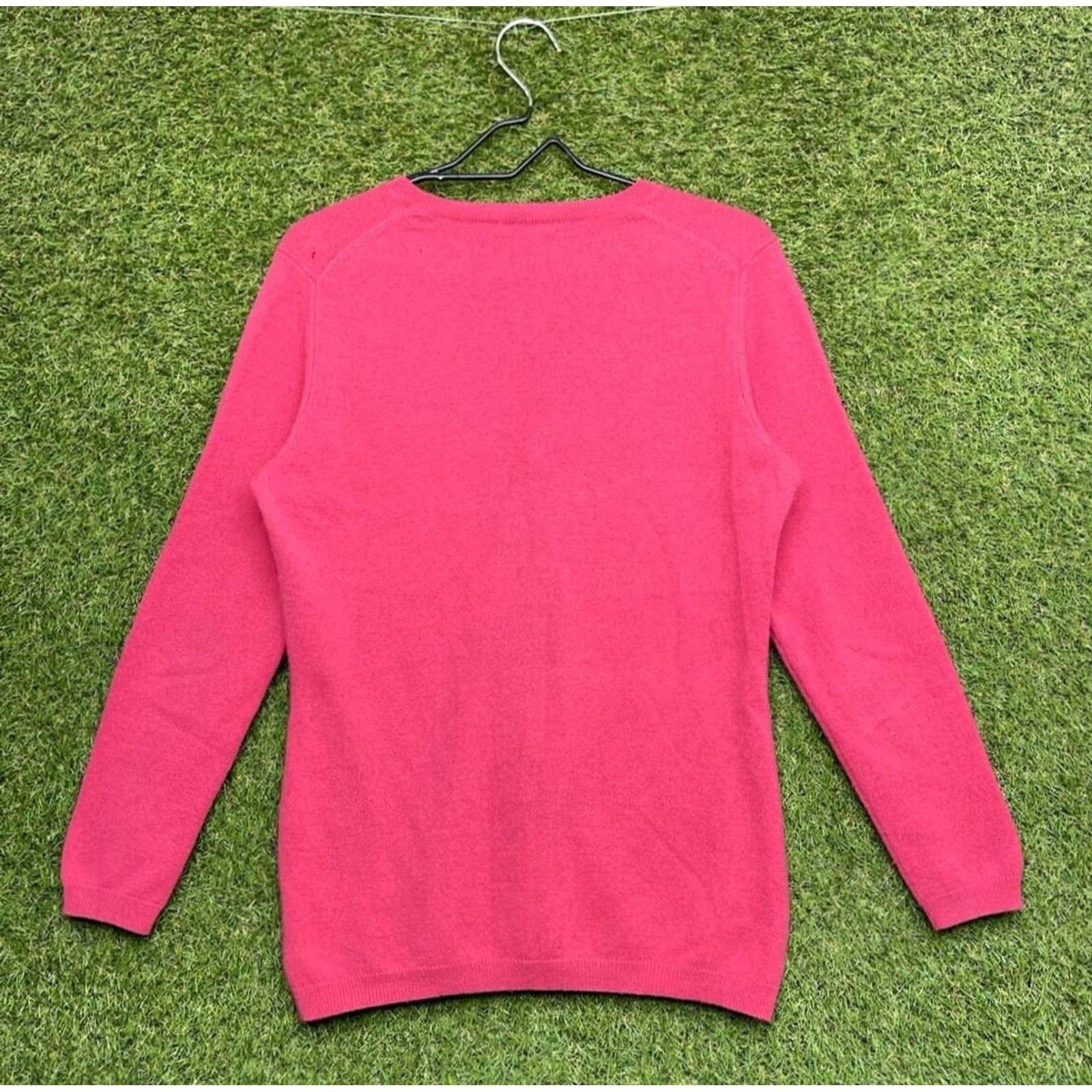 Charter Club VINTAGE Charter Club Luxury Cashmere Sweater Womens M Pink 90s Modern Y2K Formal Knit Pullover Raglan Sleeve V-Neck All Seasons Soft Size M / US 6-8 / IT 42-44 - 2 Thumbnail