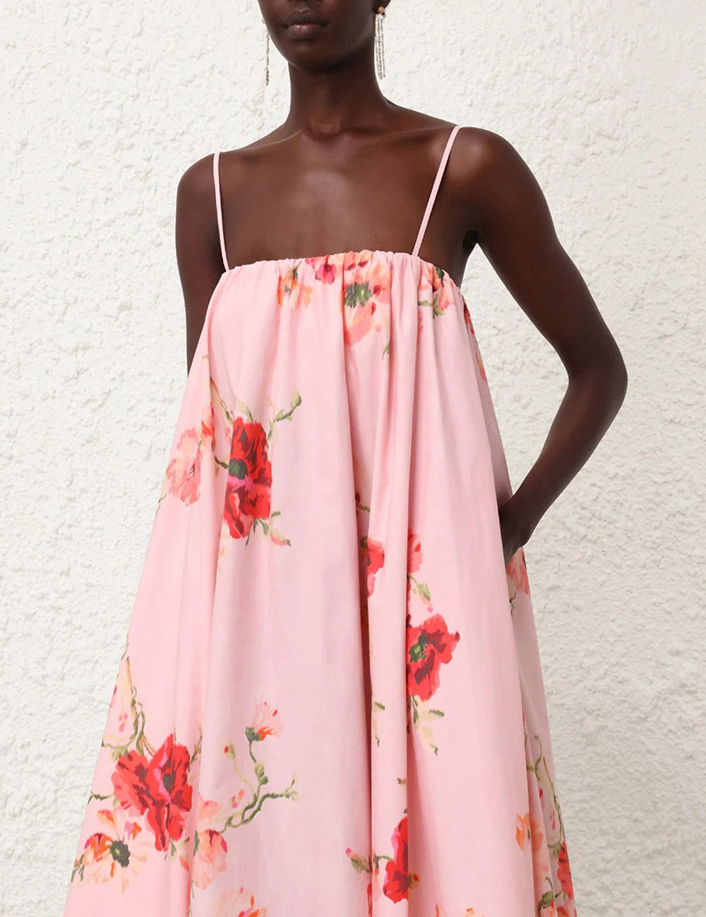 oc11z0725 Lightburst Puff Midi Dress in Multicolor - coffeafoods.com