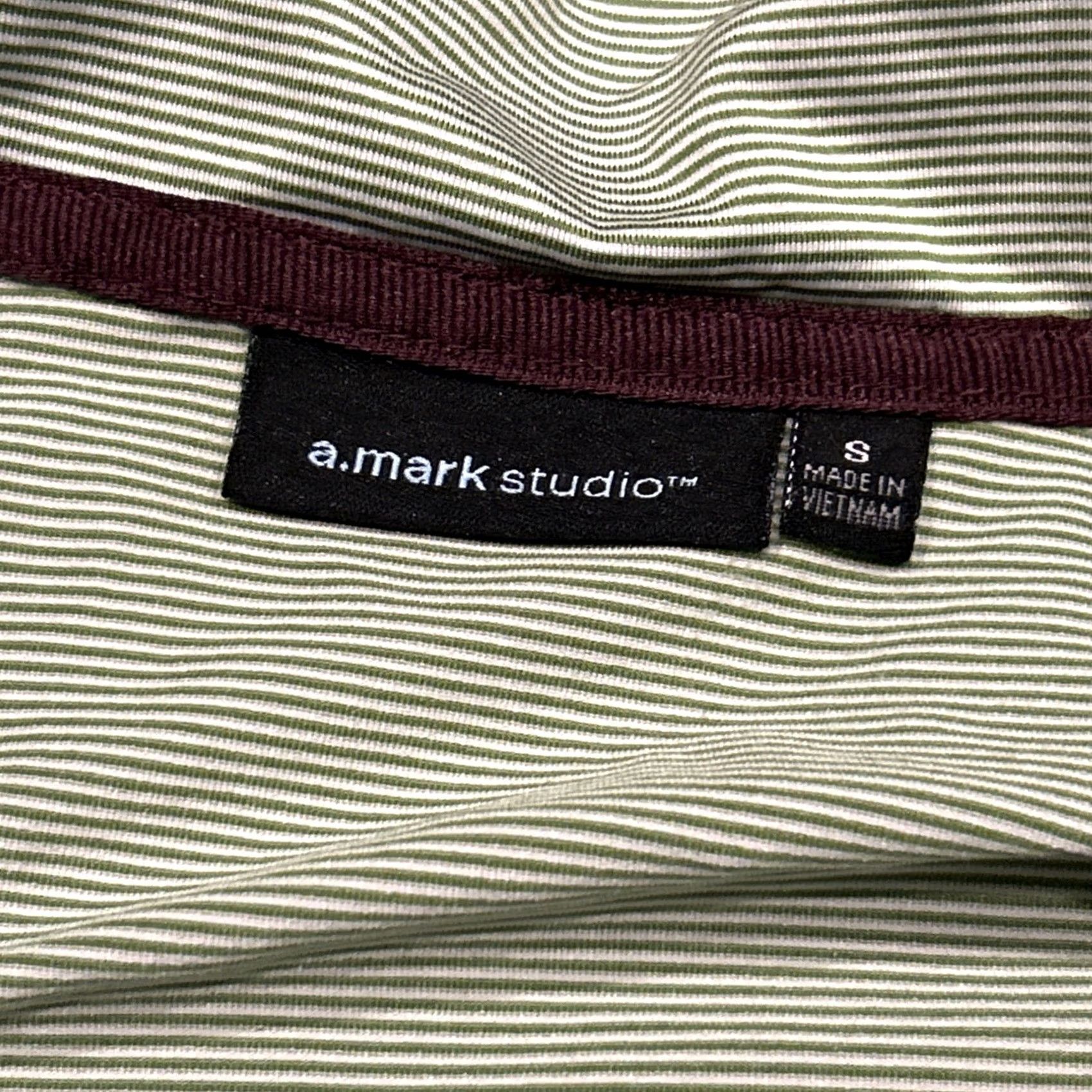 Vintage A. Mark Studio Green White Micro Striped Polo Golf Shirt Mens Size S A41 Size US S / EU 44-46 / 1 - 2 Thumbnail