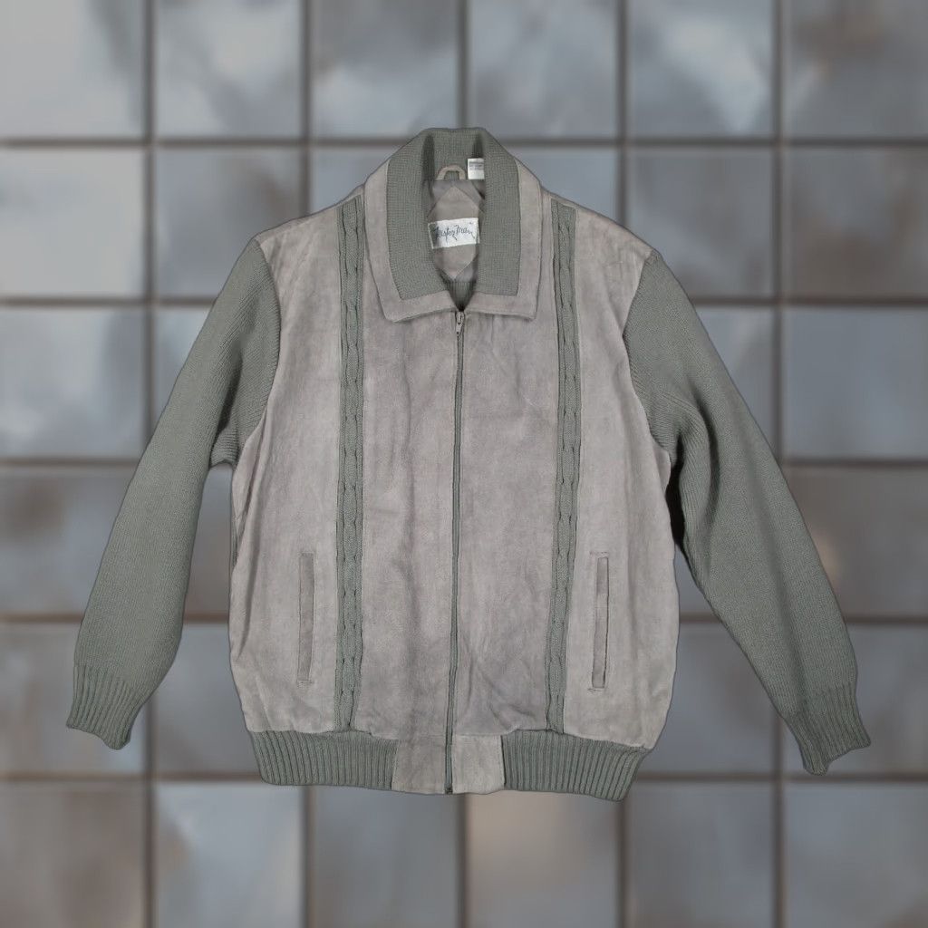 Etro VINTAGE Mister Man Bomber Jacket Mens XL Gray Suede Knit Full Zip Retro 80s Classic Size US XL / EU 56 / 4 - 1 Thumbnail