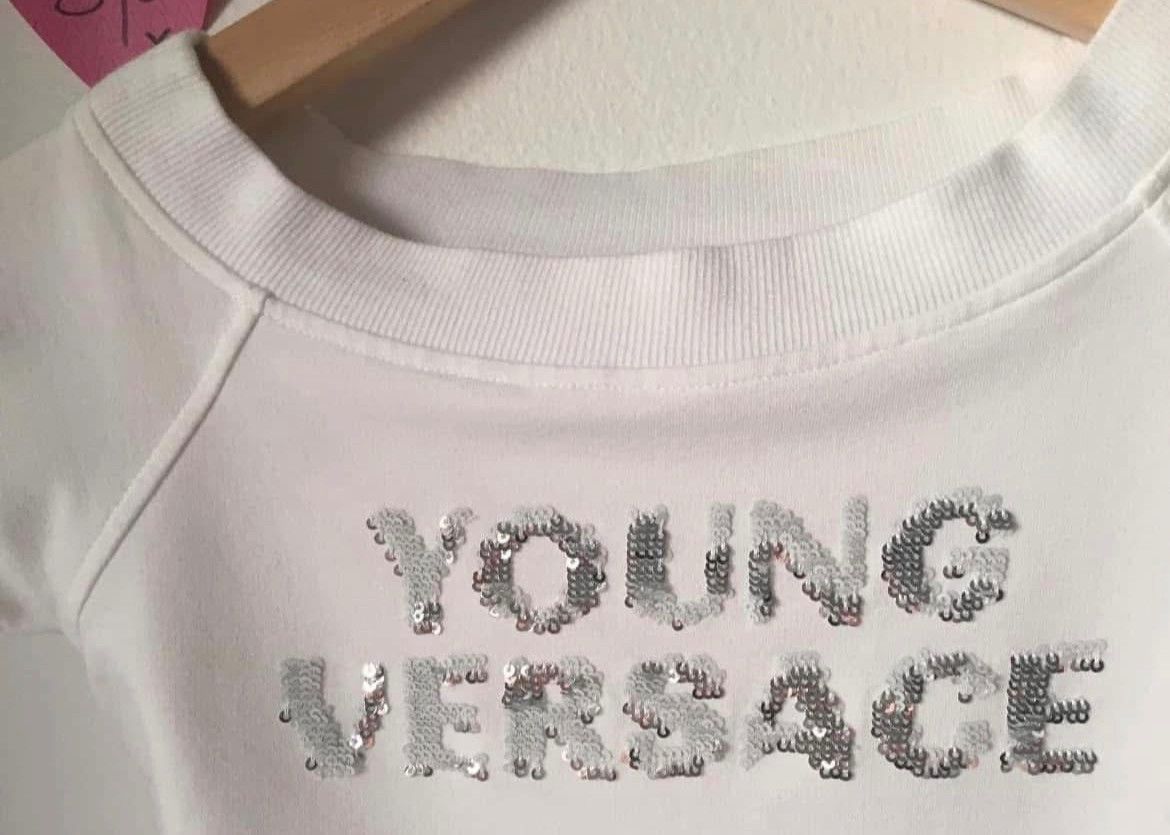Versace Young Versace Girls White Sequin Logo Top Size XXS / US 00 / IT 34 - 3 Thumbnail