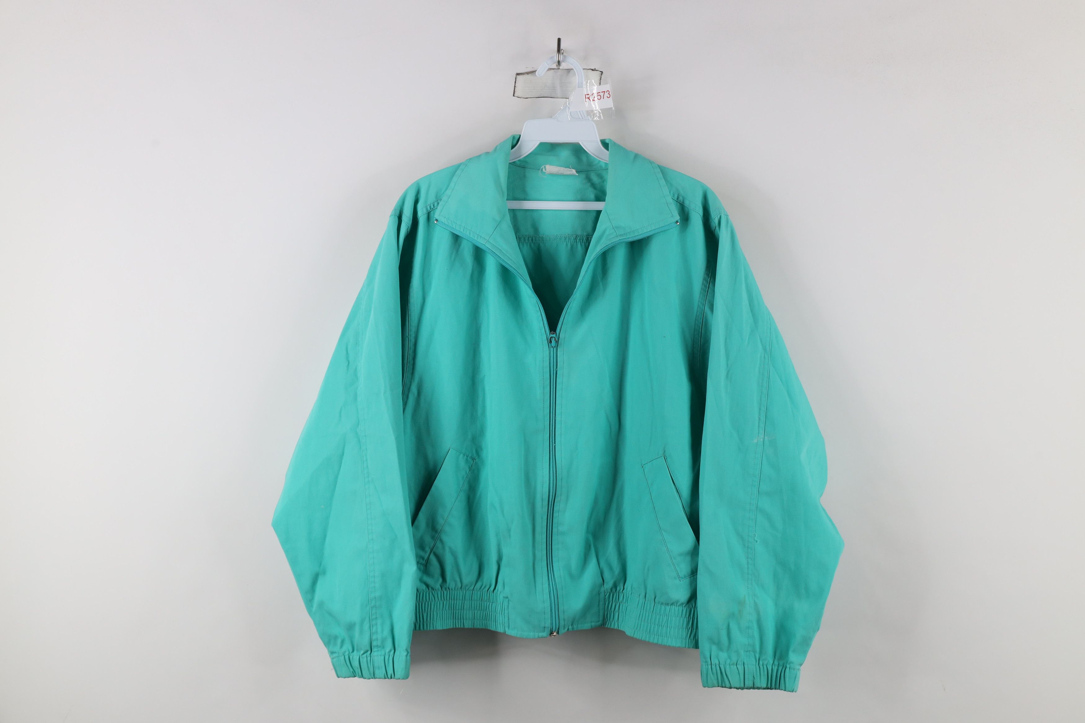 Vintage Vintage 90s Streetwear Blank Full Zip Bomber Jacket Teal Size XL / US 12-14 / IT 48-50 - 1 Thumbnail