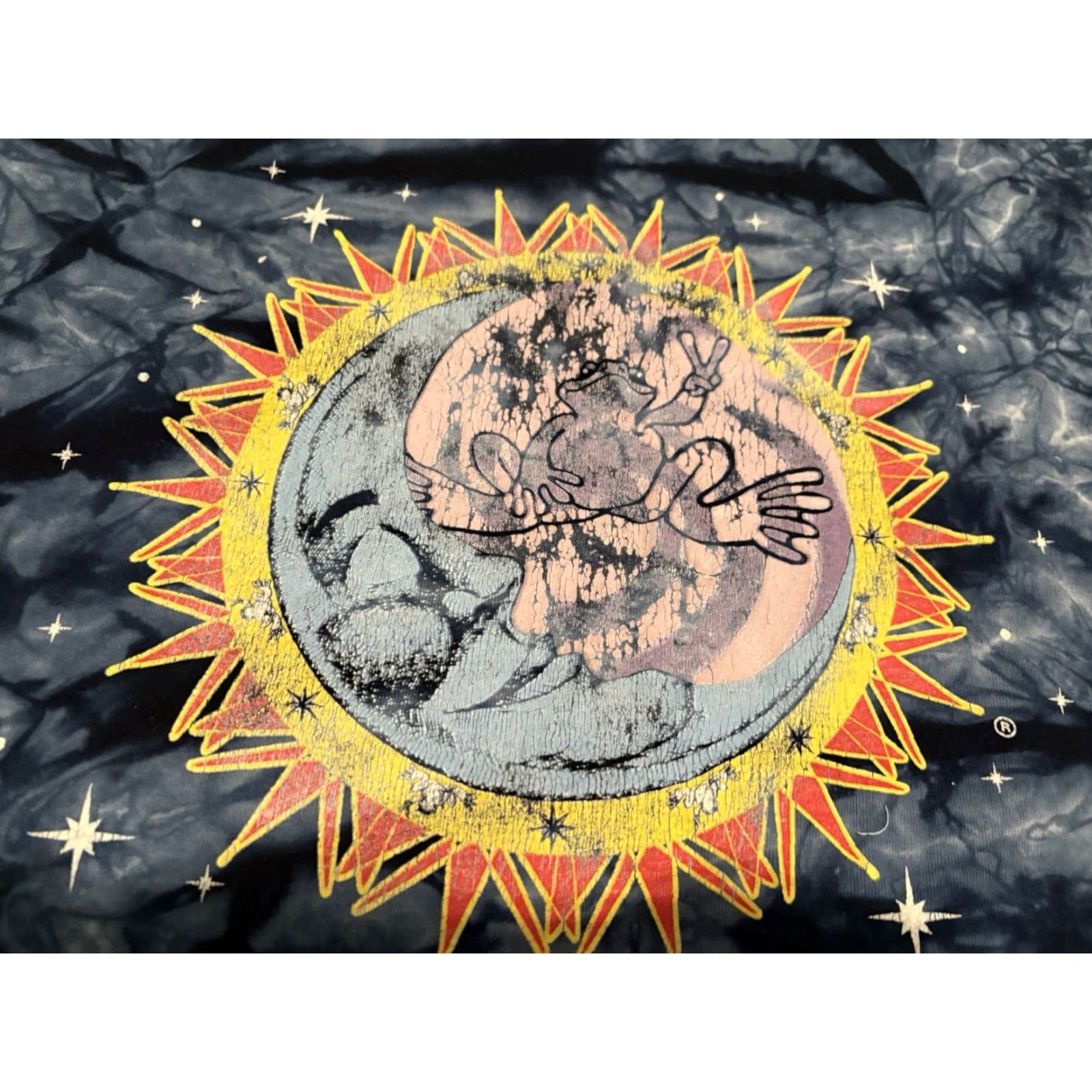 Vintage VINTAGE Peace Frogs T-Shirt Shirt Graphic Print Men's 3XL Blue Cotton Crew Neck Short Sleeve Mens Size US XXL / EU 58 / 5 - 5 Thumbnail