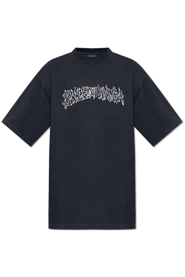 image of Balenciaga Black T-Shirt With Logo, Men's (Size Medium)