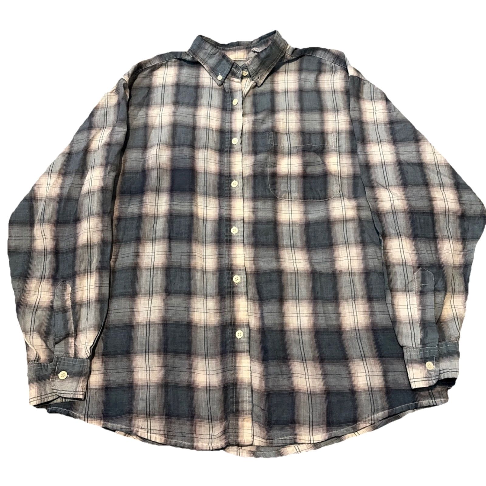 Vintage VINTAGE 90s Green White Plaid Flannel Shirt Button-Down Separate Issue Men L Regular Long Sleeve Mens Size US L / EU 52-54 / 3 - 2 Thumbnail