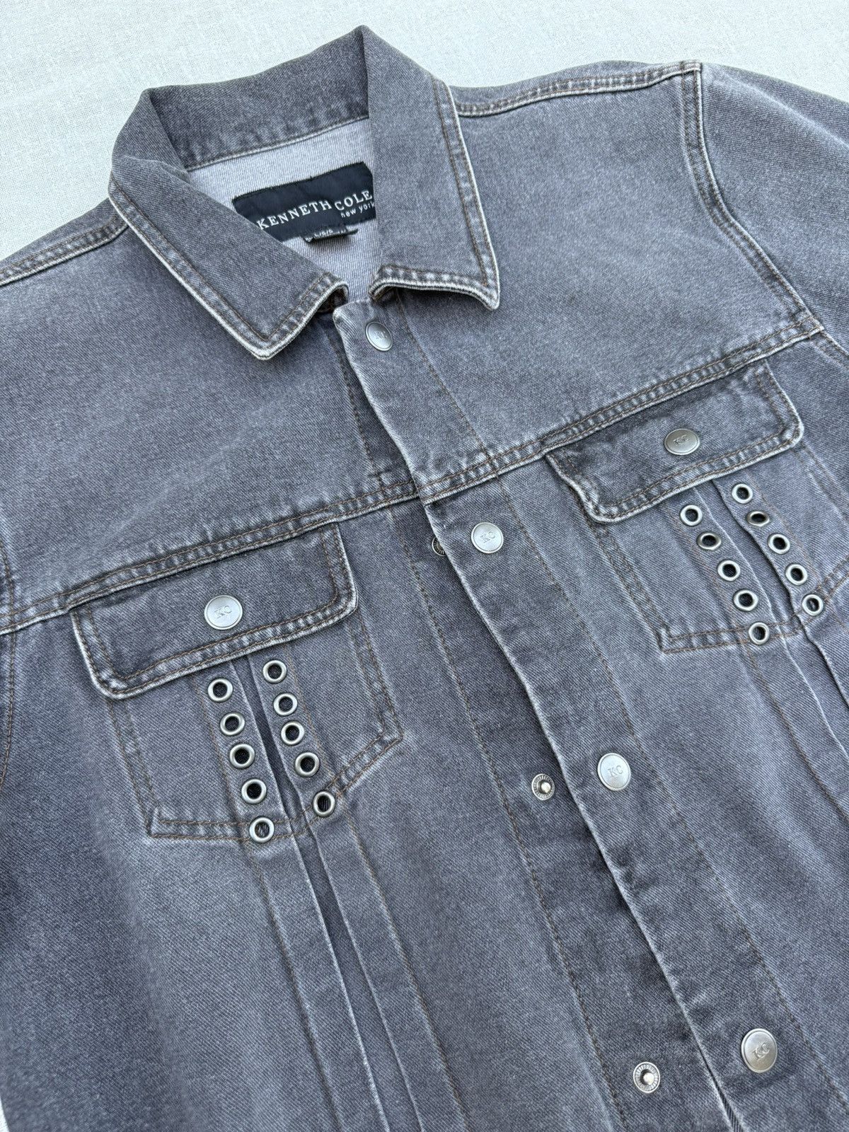 Kenneth Cole Washed Black Denim Jacket Size US L / EU 52-54 / 3 - 2 Thumbnail