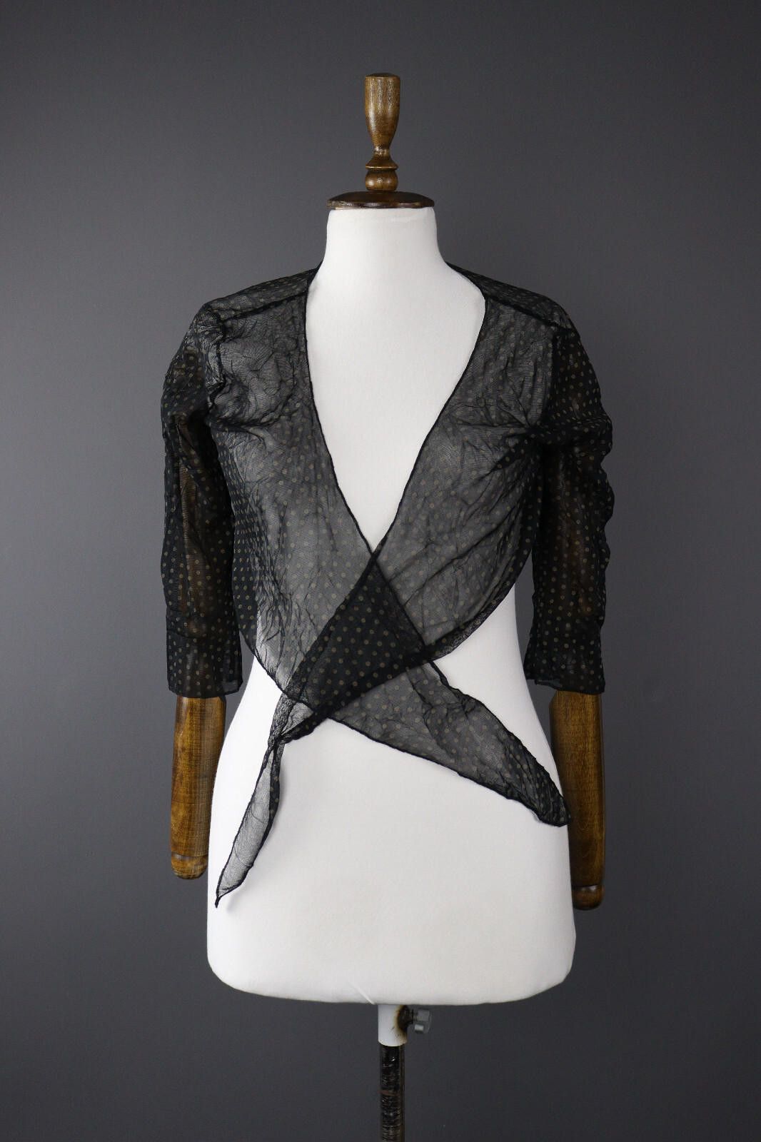 Designer Ladies Quinze Heures Trente Mesh Draped Top Cape Cardigan Size M / US 6-8 / IT 42-44 - 1 Thumbnail
