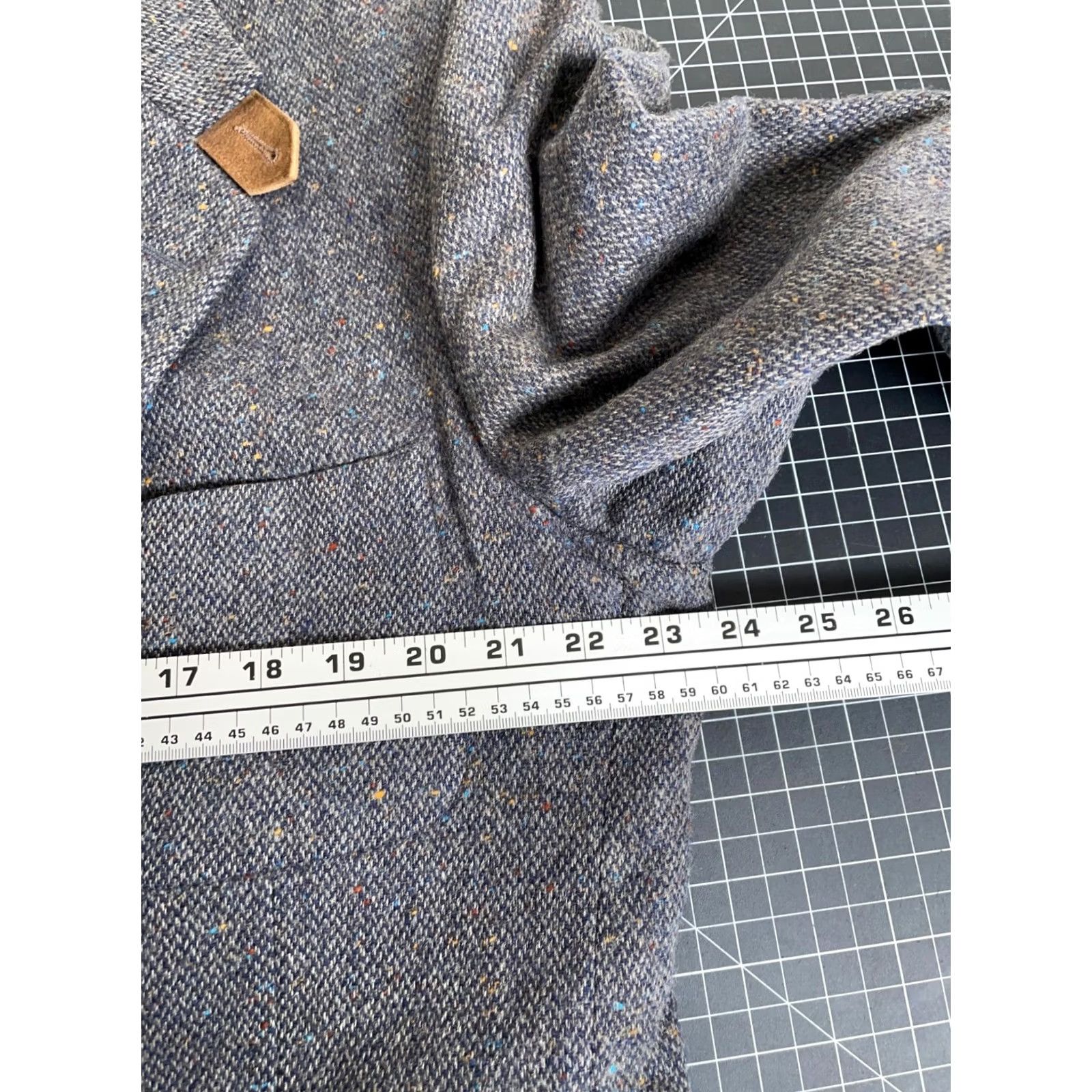 Stafford VINTAGE Stafford Blazer Single-Breasted Gray Wool Tweed 2-Button Elbow Patches 44 Regular Mens Size 44R - 5 Thumbnail
