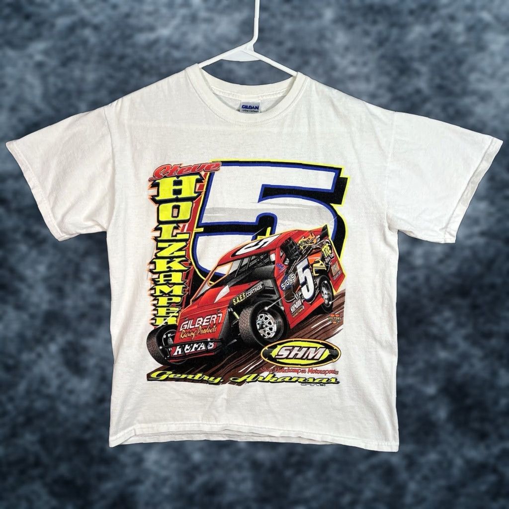 Gildan VINTAGE Steve Holzkamper Sprint Car Racing Shirt Adult Medium White Mens Size US M / EU 48-50 / 2 - 1 Thumbnail