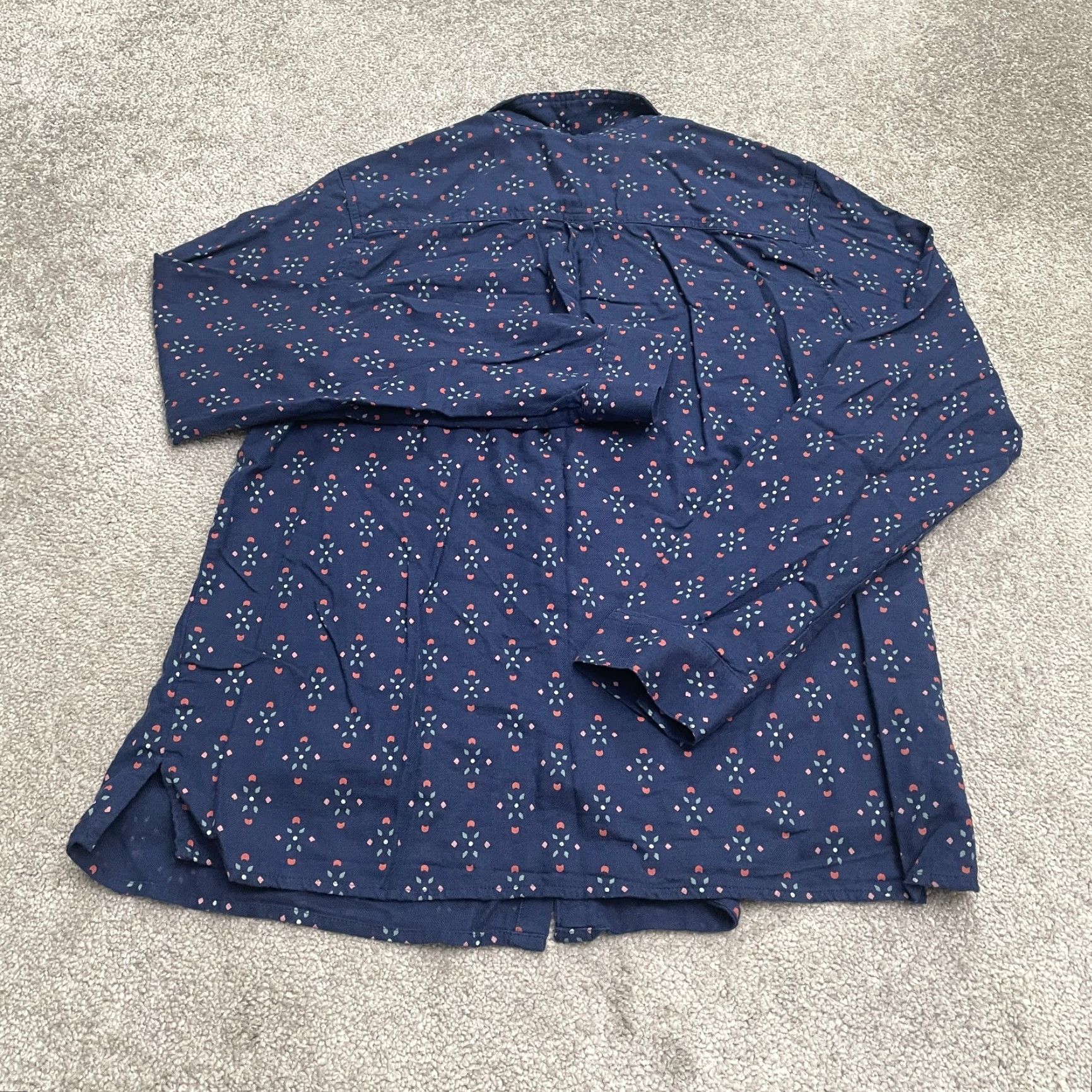 Croft & Barrow Croft & Barrow Printed Button Down Shirt Womens XL Blue Long Sleeve Casual Top Size XL / US 12-14 / IT 48-50 - 2 Thumbnail