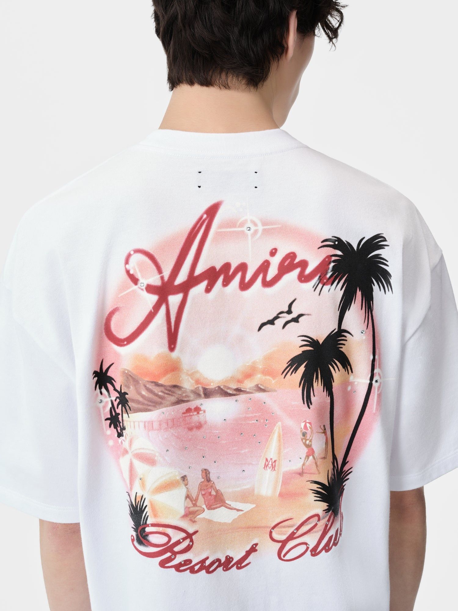 Amiri o1s1wg110525 Paradise Airbrush T-Shirt in White Size US M / EU 48-50 / 2 - 5 Thumbnail