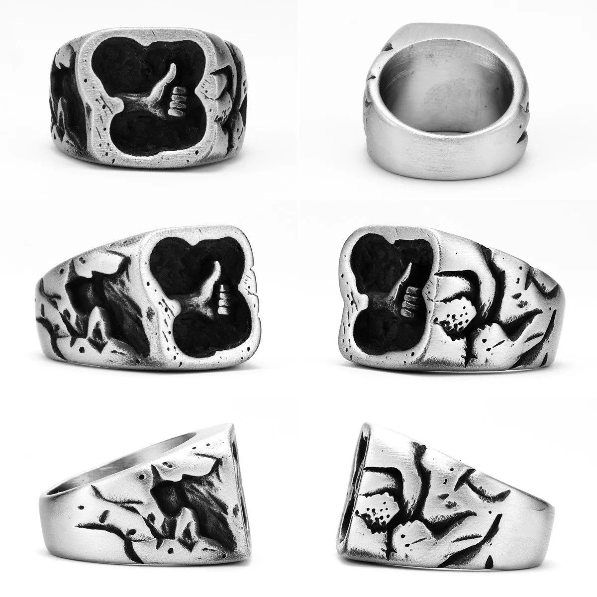 Vintage Thumb Up Stainless Steel Men Ring Size ONE SIZE - 5 Thumbnail