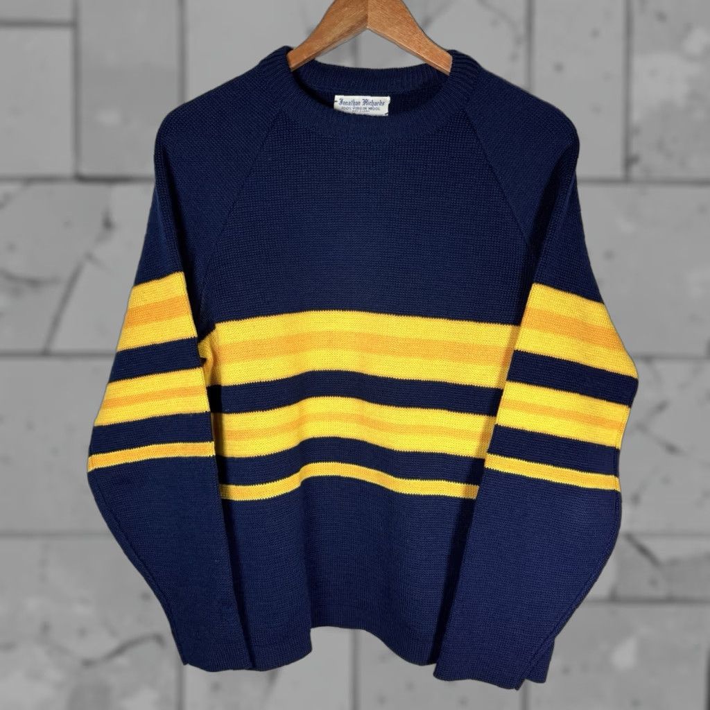Vintage VTG Jonathan Richards 100% Virgin Wool Striped Pullover Sweater Mens Size M USA Blue Striped Wool Pullover Sweater Mens USA Size US M / EU 48-50 / 2 - 1 Thumbnail