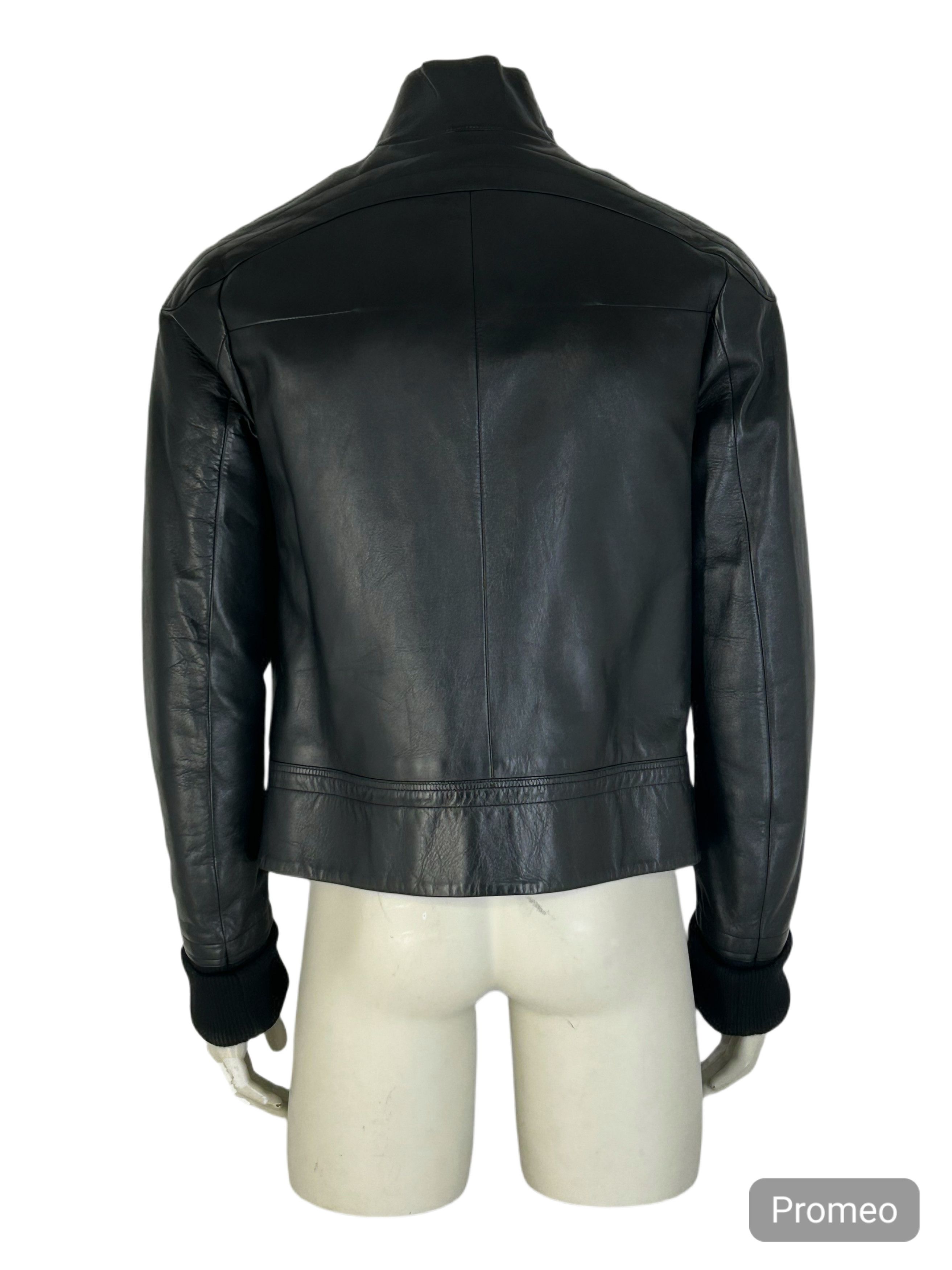 Dior DIOR HOMME LEATHER BIKER STYLE JACKET WITH WOOL CUFFS Size US XL / EU 56 / 4 - 3 Thumbnail