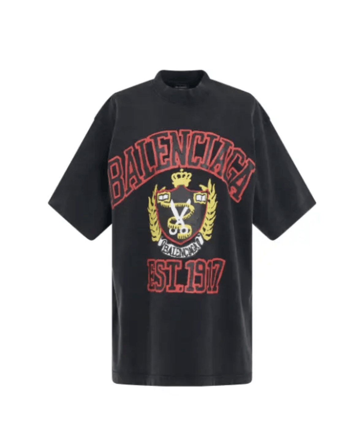 Balenciaga o1s1wg110624 DIY College Vintage Jersey T-Shirt Washed Black Size US XXL / EU 58 / 5 - 1 Thumbnail