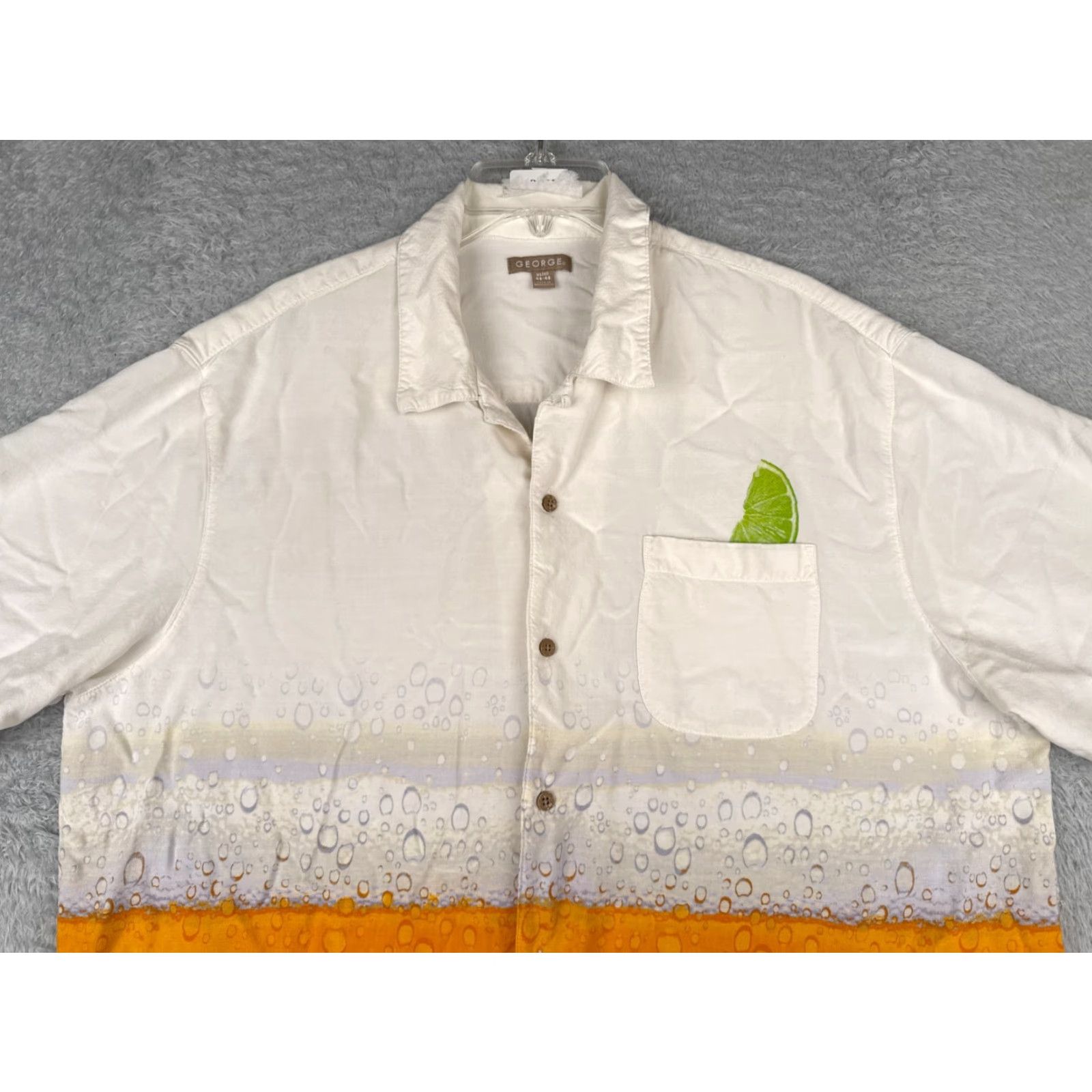 George VINTAGE George Shirt Mens XL Orange White Beer Lime Bubbly Hawaiian Cerveza Size US XL / EU 56 / 4 - 7 Thumbnail