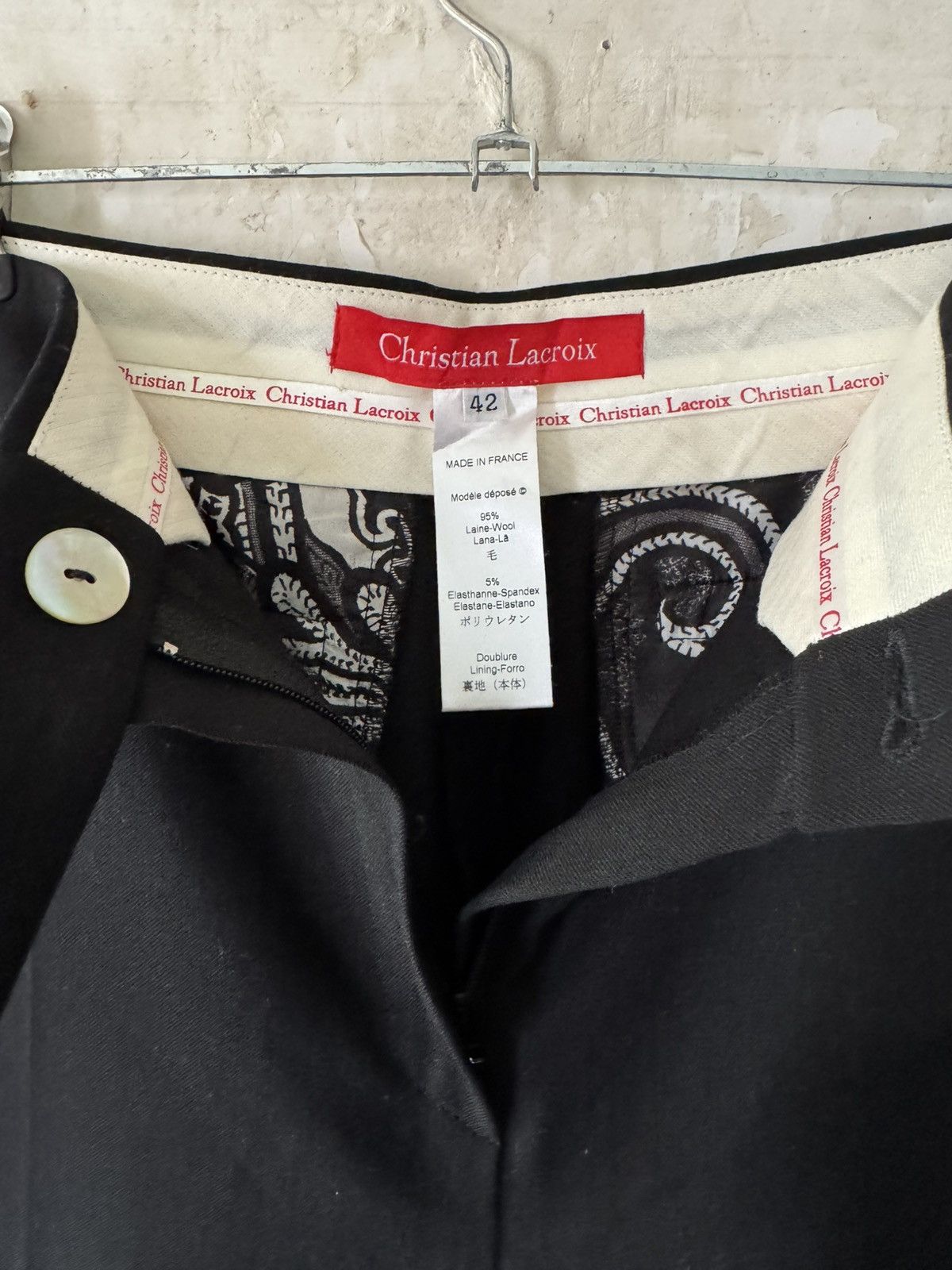 Christian Lacroix Christian Lacroix Black Wool-Blend Trousers Size 30" / US 8 / IT 44 - 3 Thumbnail