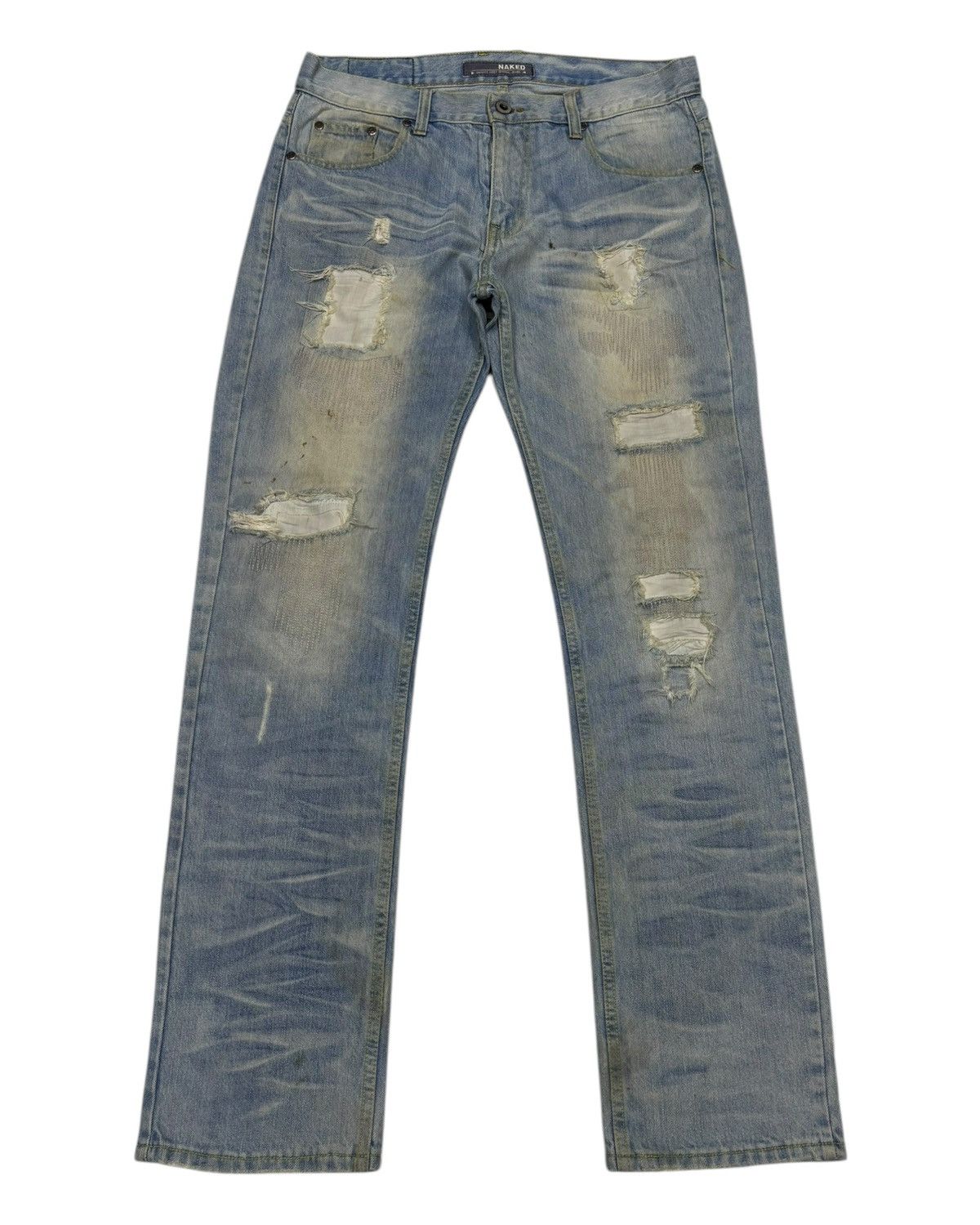 Yasuyuki Ishii RARE🔥NAKED JEANS PATCHWORK DISTRESSED DENIM JEANS Size US 34 / EU 50 - 1 Thumbnail