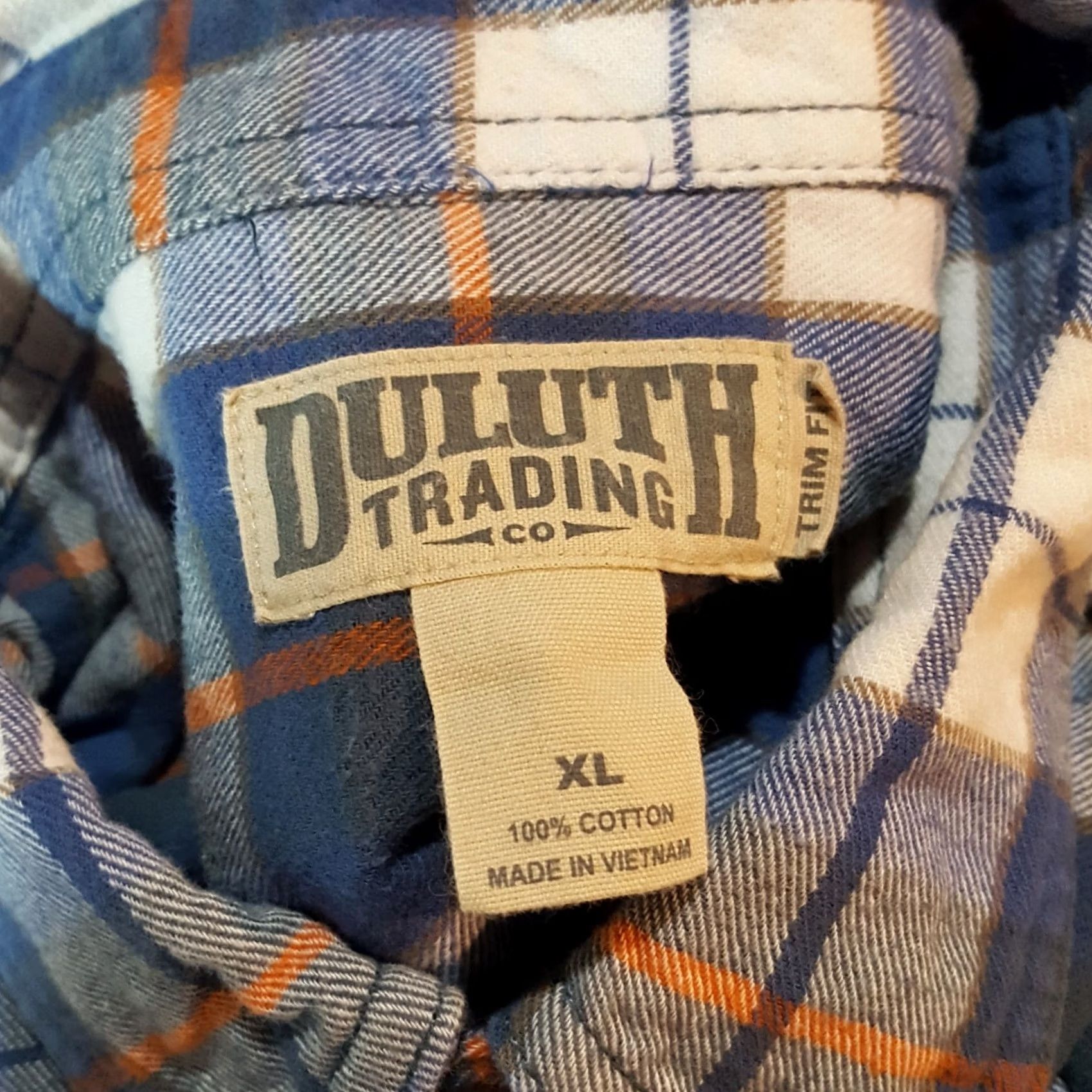 CO VINTAGE Duluth Trading Co Blue Plaid Flannel Mens XL Button-Up Shirt Collar Size US XL / EU 56 / 4 - 6 Thumbnail