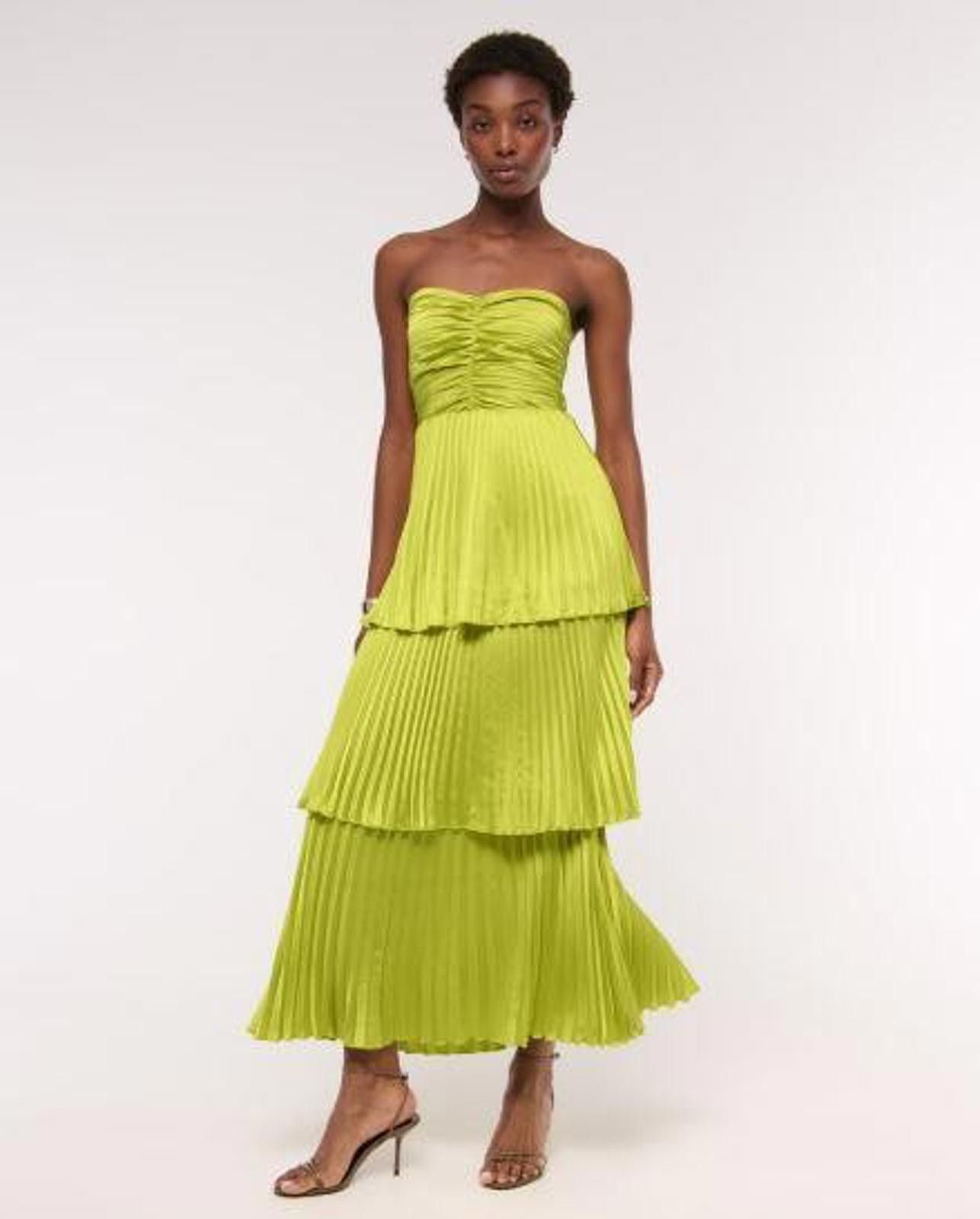 a&f giselle pleated tiered maxi dress Abercrombie & Fitch The A&F Giselle Pleated Tiered Maxi Dress