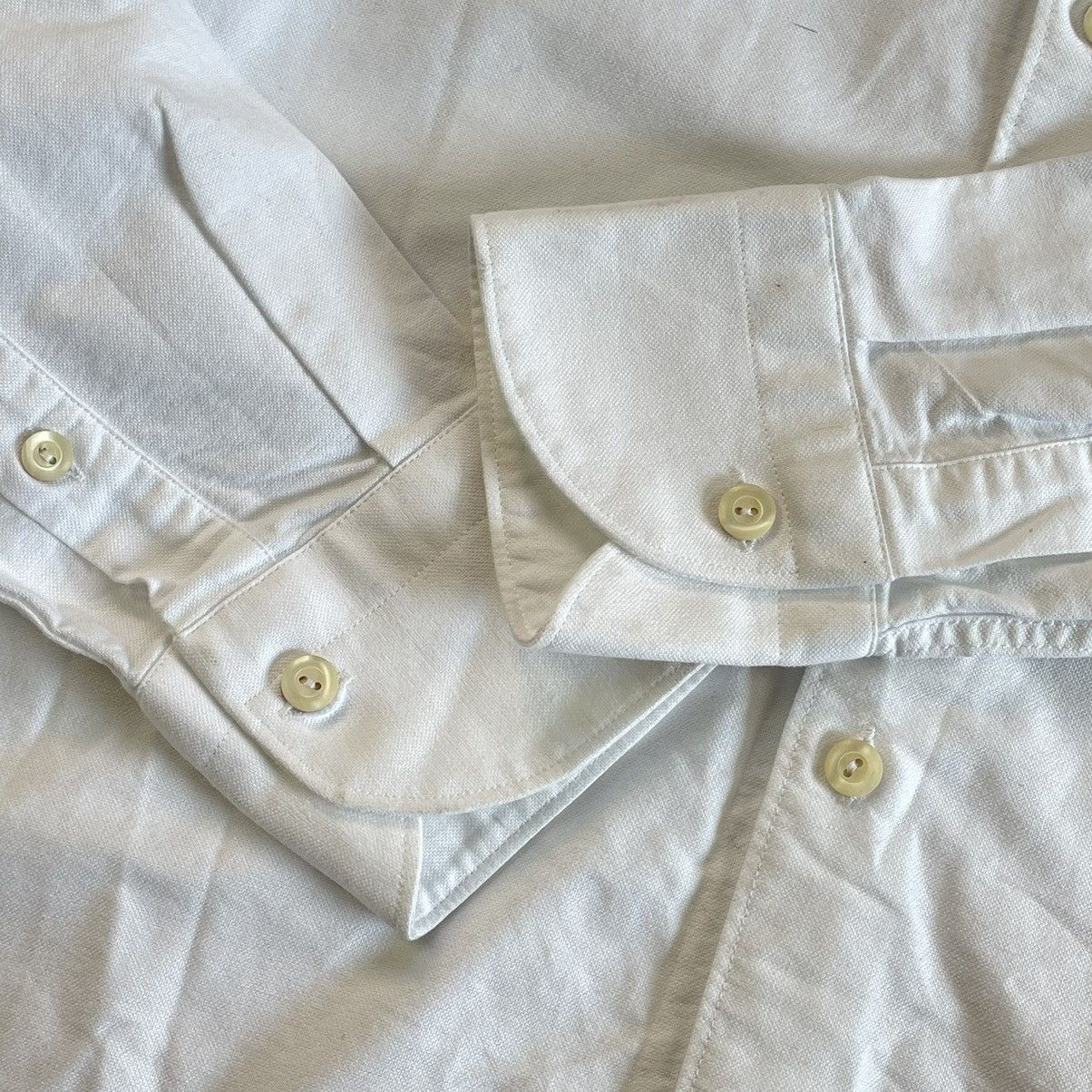 Designer × Tintoria Mattei Tintoria Mattei 954 White Slim Fit Cotton Button Shirt Size 38R - 6 Thumbnail