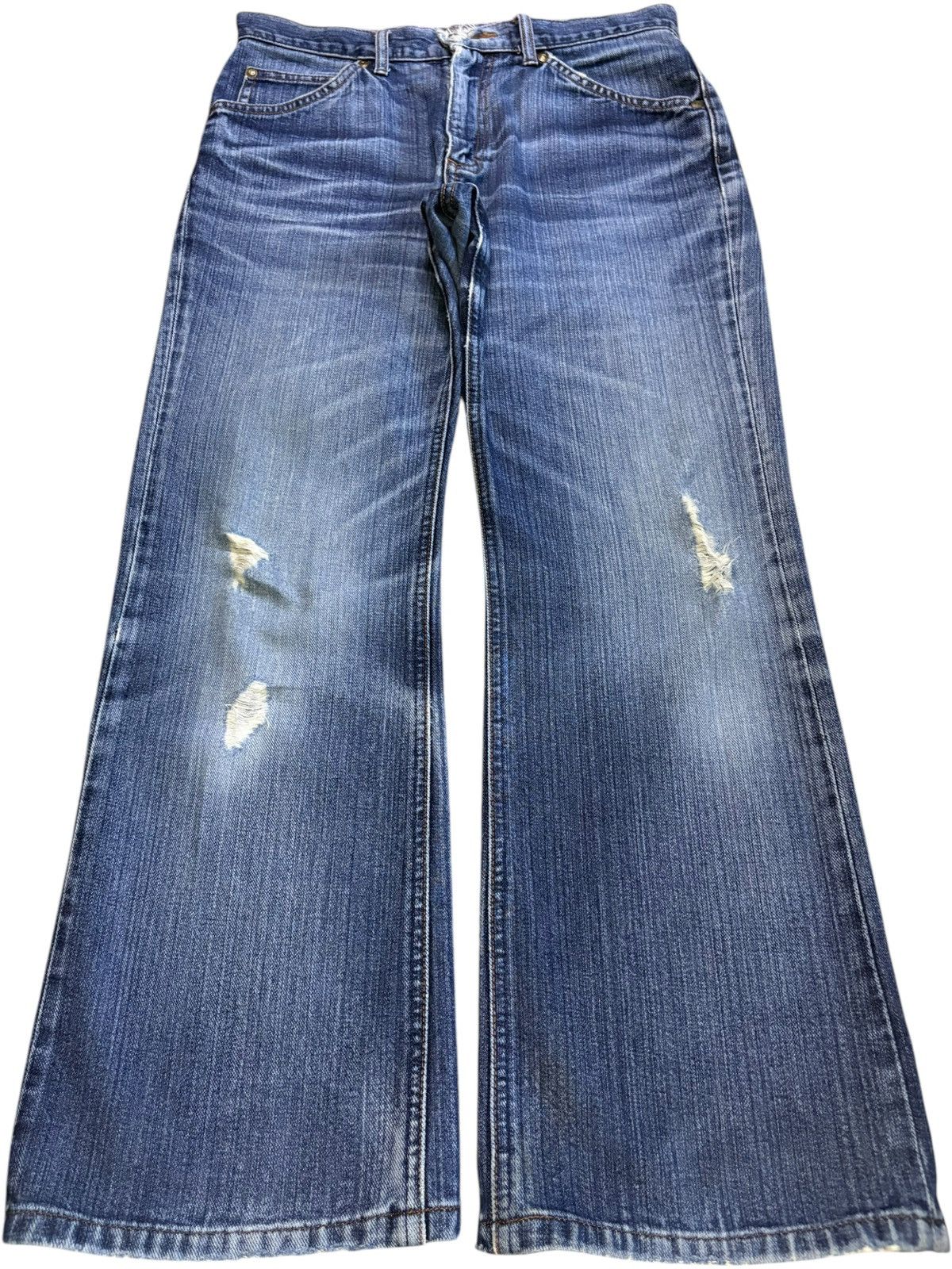 Lee Vintage Lee Blue Wash Distressed Bootcut Flare Jeans Size US 31 - 1 Thumbnail