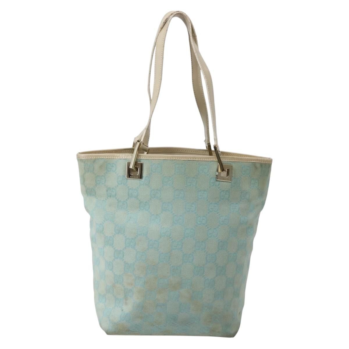 Gucci GUCCI GG Canvas Tote Bag Light Blue Gold 002 002 Size ONE SIZE - 3 Thumbnail