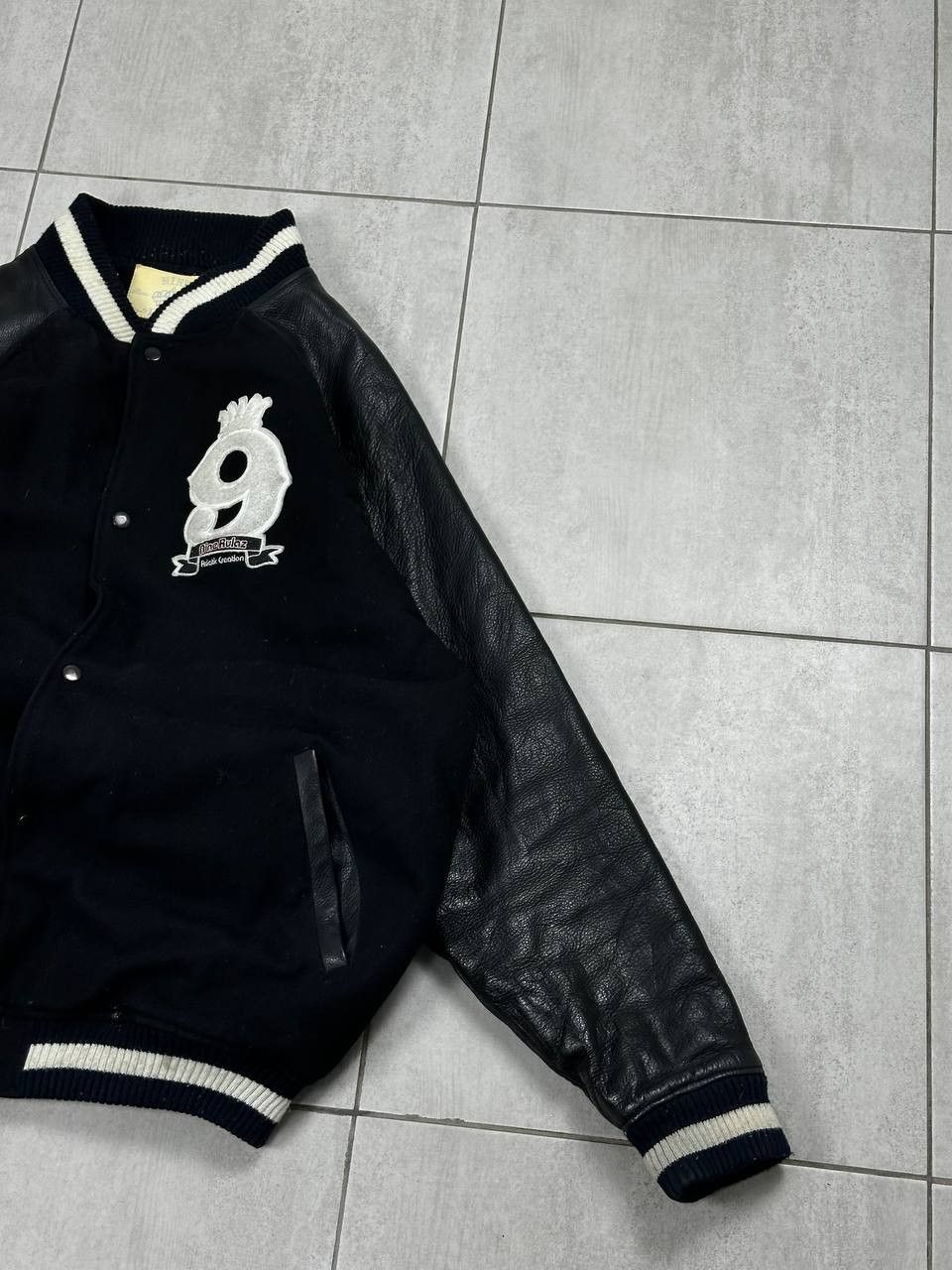 Japanese Brand Nine Rulaz Black Japan Dragon Leather Sleeve Varsity Jacket Size US XXL / EU 58 / 5 - 10 Thumbnail