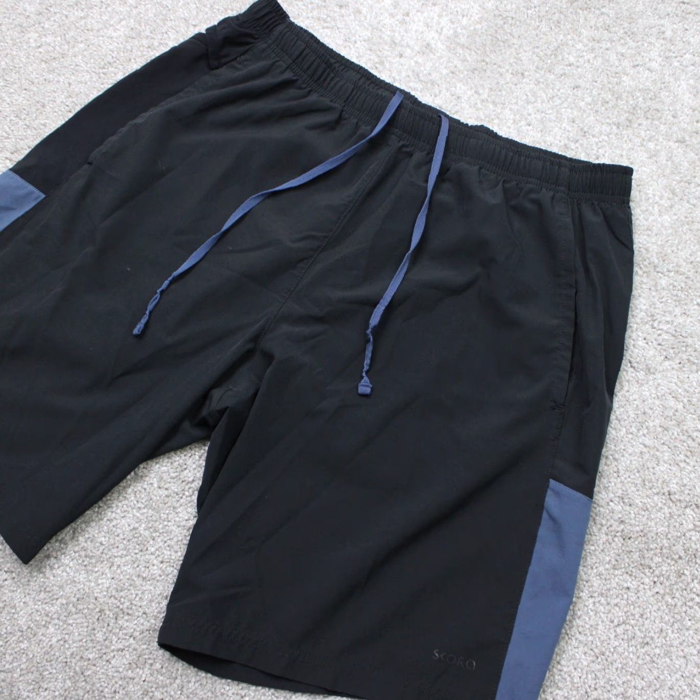Vintage Skora Shorts Mens Medium Black/Blue Quick Dry Drawstring Athletic Stretch Bermuda Size US 31 - 2 Thumbnail
