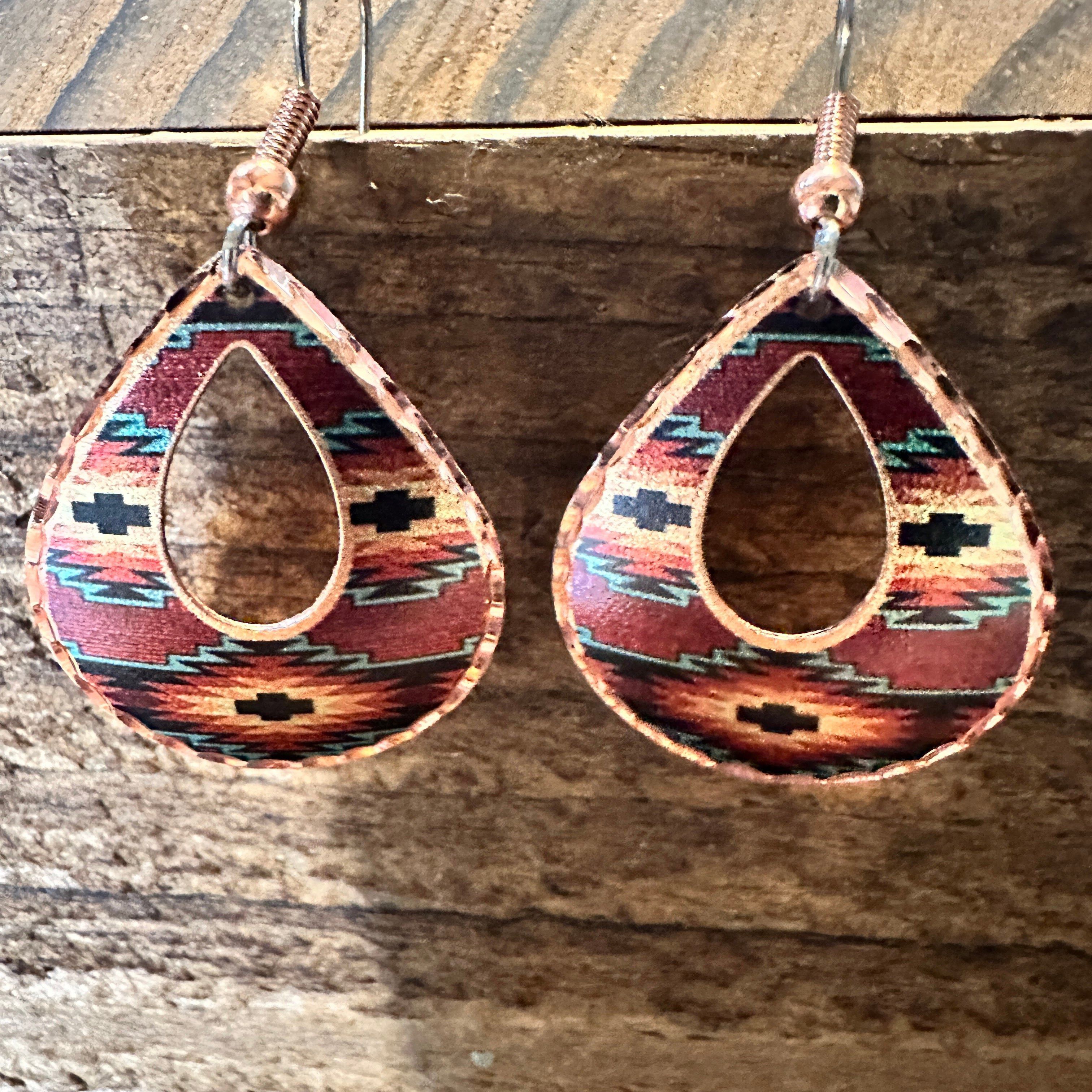 Other Handmade Boho Copper Earrings, Diamond Cut Southwestern Nati Size ONE SIZE - 1 Thumbnail