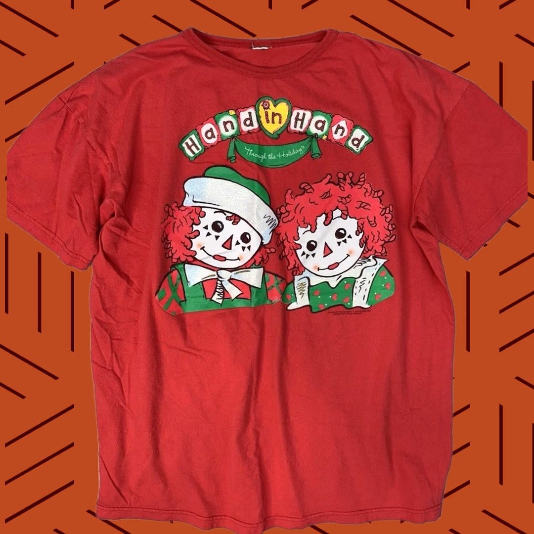 Vintage VINTAGE Friends Snowden & Friends Raggedy Ann Andy Shirt 1998 Hand in Hand One Size Red Womens Size ONE SIZE - 1 Thumbnail