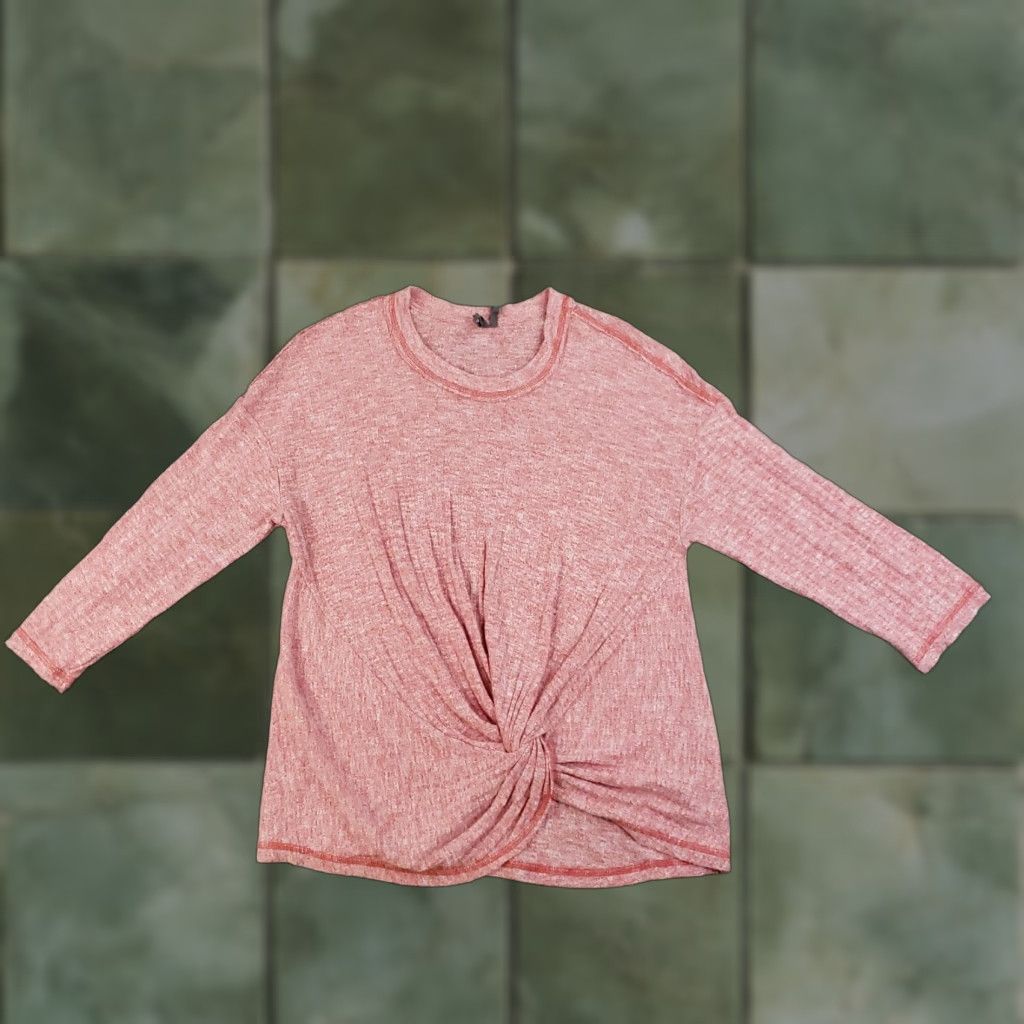 Anthropologie Anthropologie Sweater Womens Small Pink 3/4 Sleeve Knit Twist Front Ribbed Top Shirt Pullover Casual Lightweight Regular Size S Women Size S / US 4 / IT 40 - 1 Thumbnail