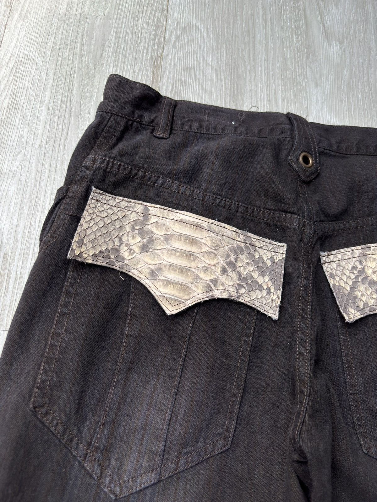 Japanese Brand MARQUISTONE real phyton lace-up flare jeans Size US 28 / EU 44 - 6 Thumbnail