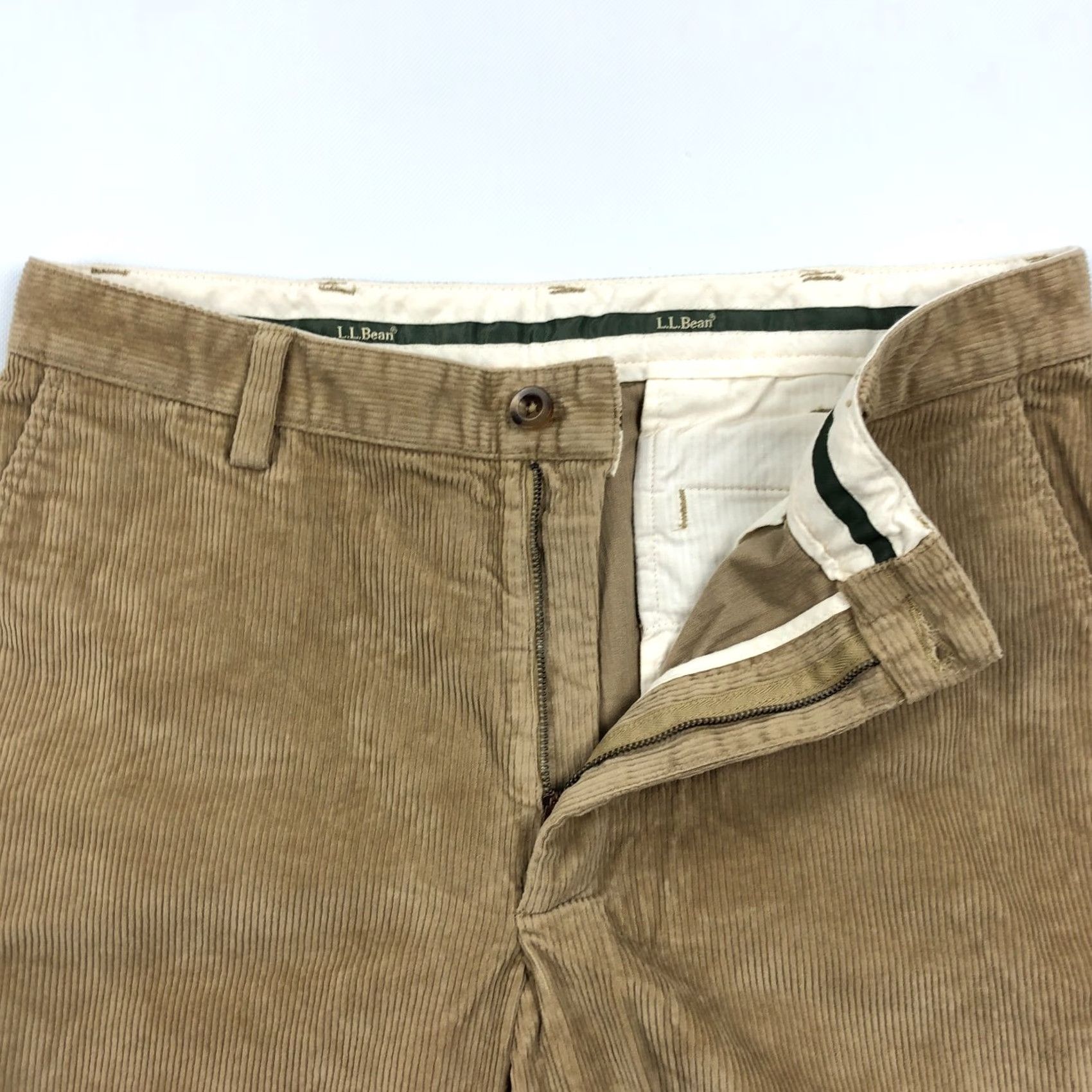 Vintage LL Bean Pants Mens 34x32 Brown Corduroy Casual Flat Front Classic Straight Preppy Button Zip BROWN Linen? Size US 34 / EU 50 - 2 Thumbnail