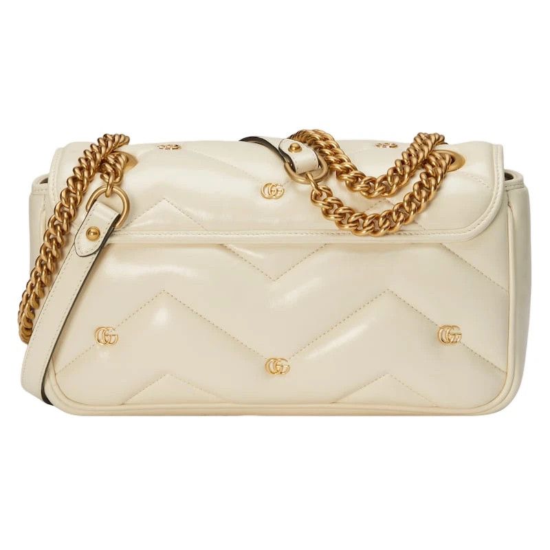 Gucci GUCCI GG Marmont Medium White Chevron Shoulder Bag Size ONE SIZE - 3 Thumbnail