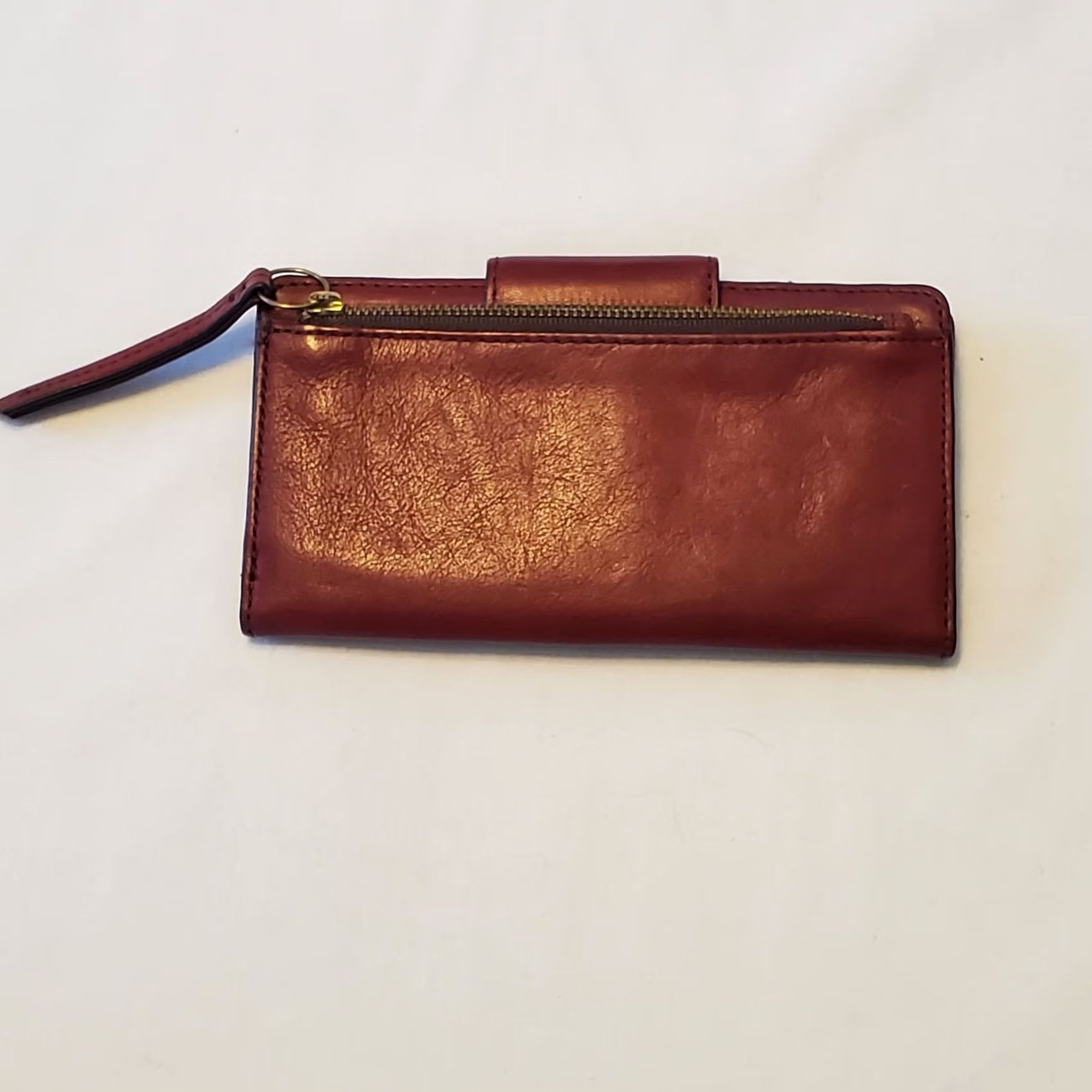 Fossil VINTAGE Fossil Wallet Mini Red Leather Bi-fold Snap Close City Size ONE SIZE - 2 Thumbnail
