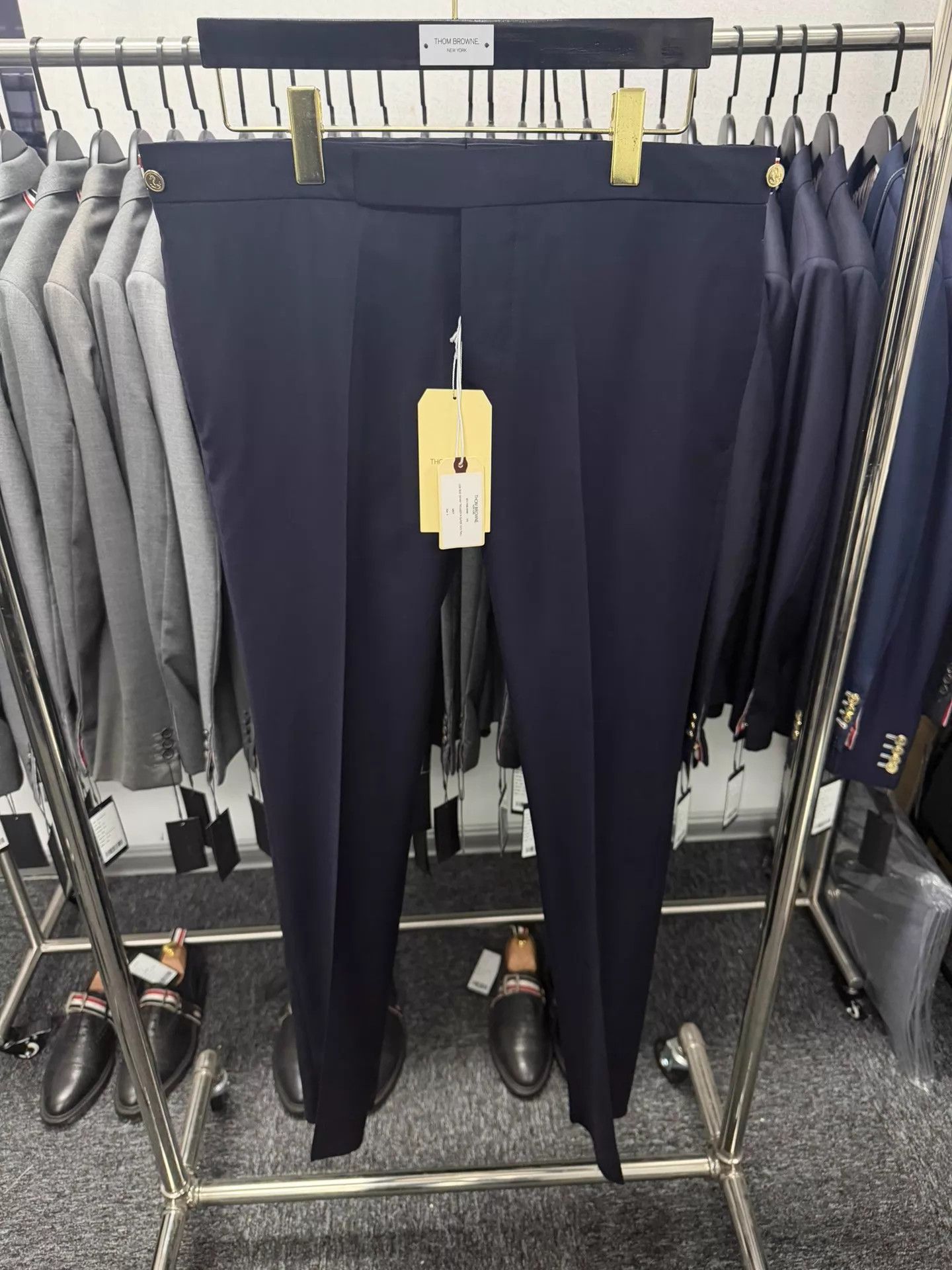 Thom Browne Thom Browne Classic Navy Gold Button Slim Pants Size3 Size US 34 / EU 50 - 1 Thumbnail