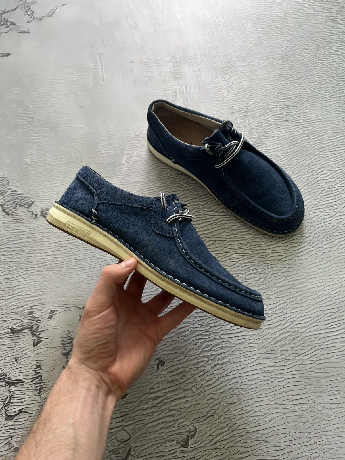 Birkenstock Birkenstock Lace Up Suede Classic Shoes Blue Size US 7 / EU 40 - 1 Thumbnail