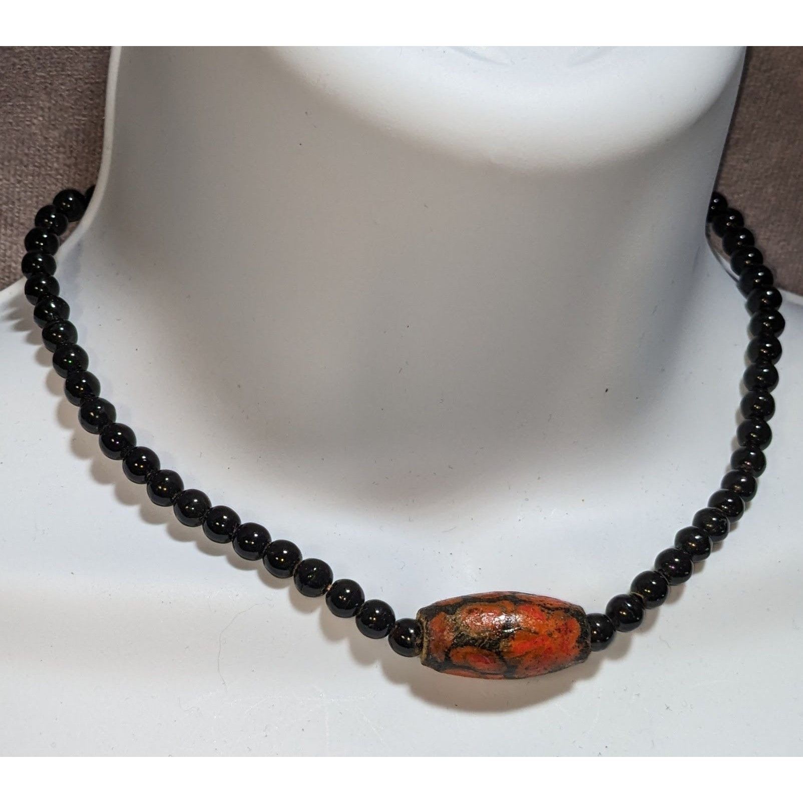 Other Vintage Artisan Floral Necklace With Black Beads Size ONE SIZE - 3 Thumbnail