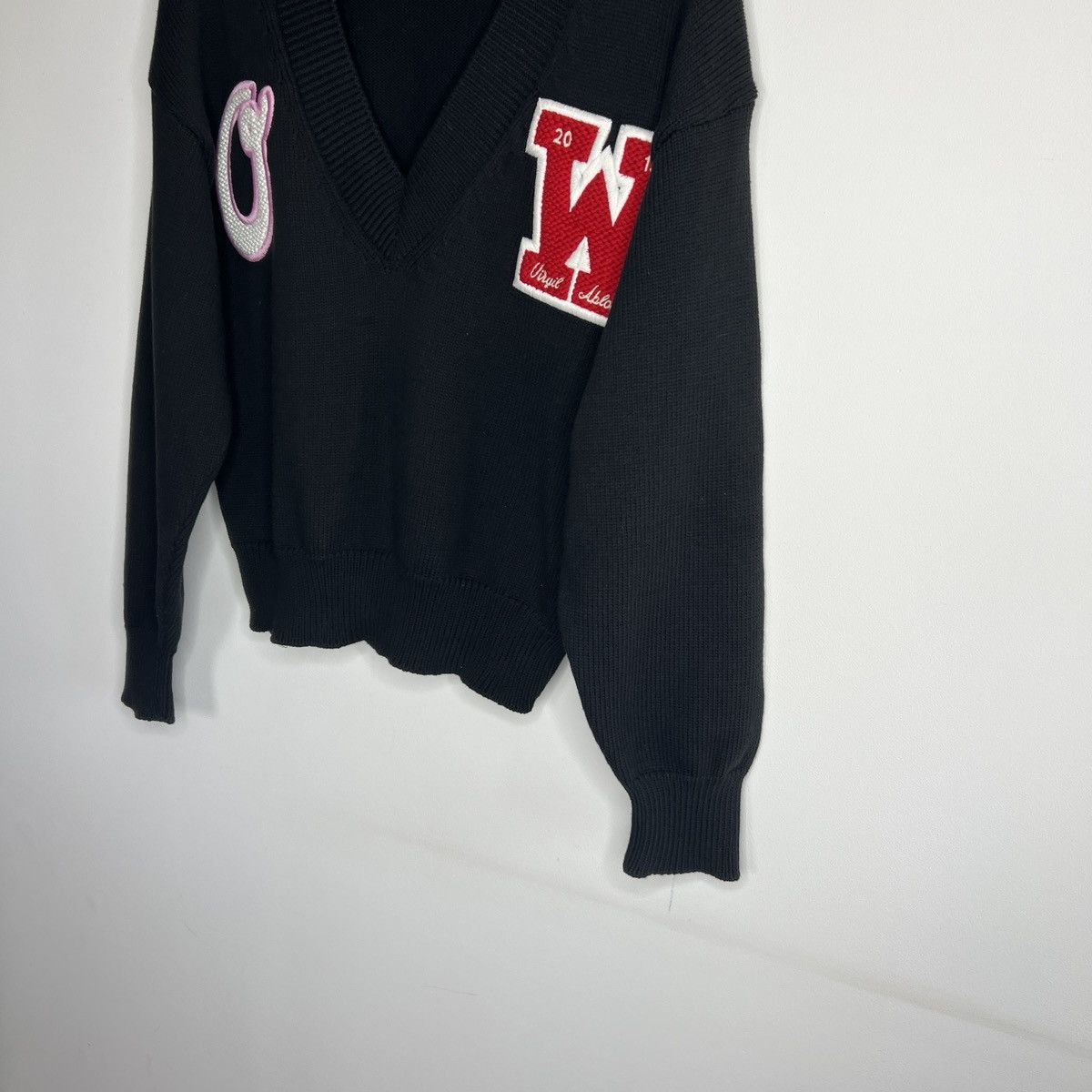 Off-White Off White Black Boxy Sweater Jumper Knitwear Embroidered Size M / US 6-8 / IT 42-44 - 2 Thumbnail